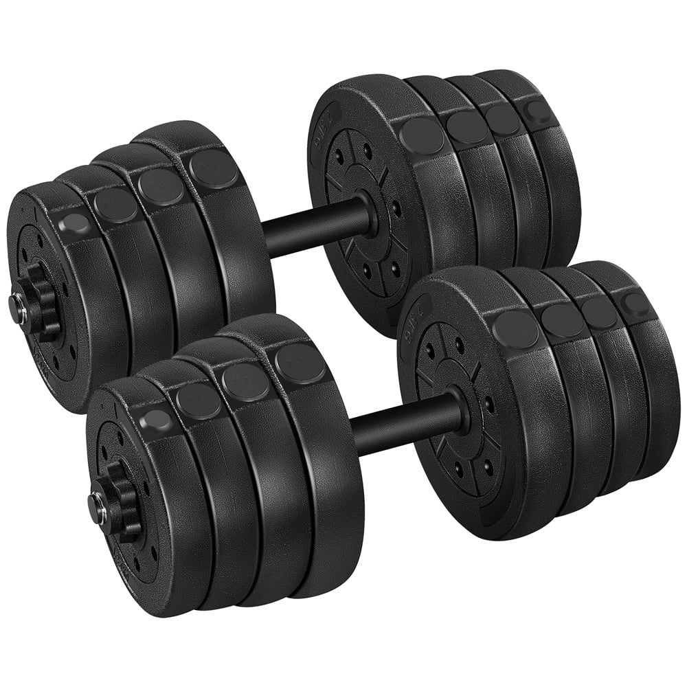 Yaheetech 66LB Adjustable Dumbbell Weight Set Home Training Dumbbell Pair Lifting Black - Womvr