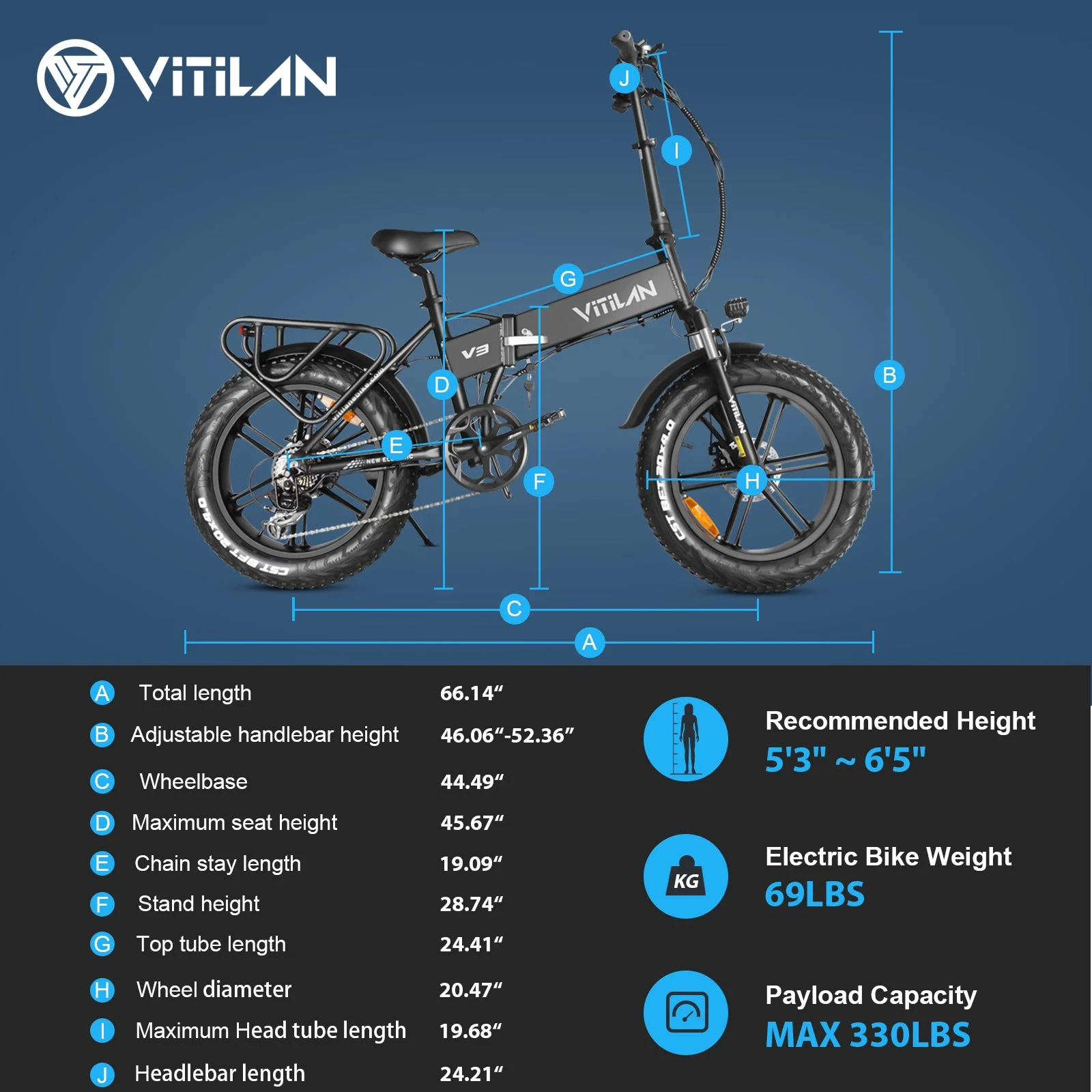 VITILAN V3 2.0 Electric Bike for Adults 750W Folding Electric Bike 20 Inch 4.0 Fat Tire Bikes Mountain Beach Snow Bike 48V 13AH Removable Battery Electric Bike - Womvr