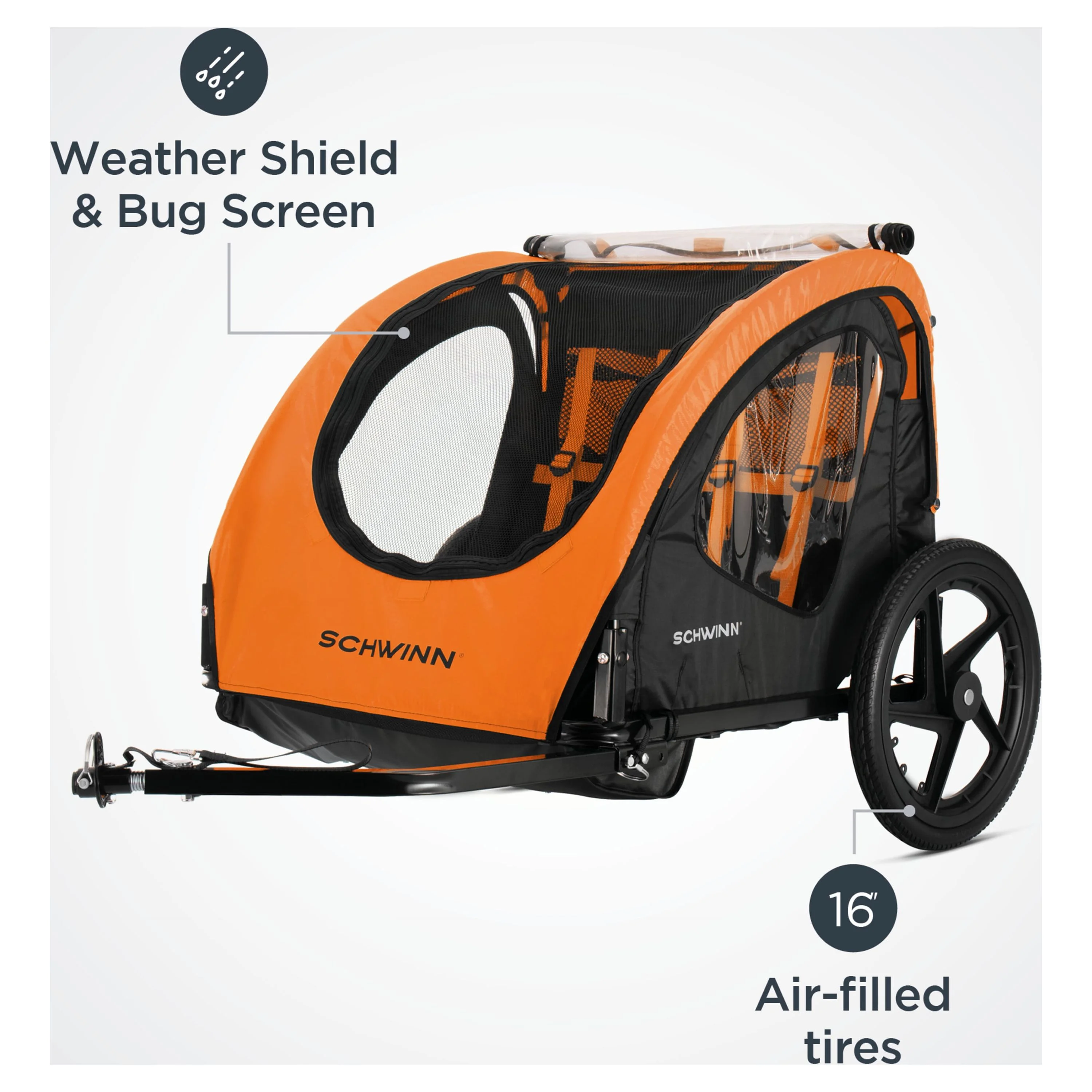 Schwinn Shuttle Foldable Bike Trailer for 2 Passengers, Blue & Black - Womvr
