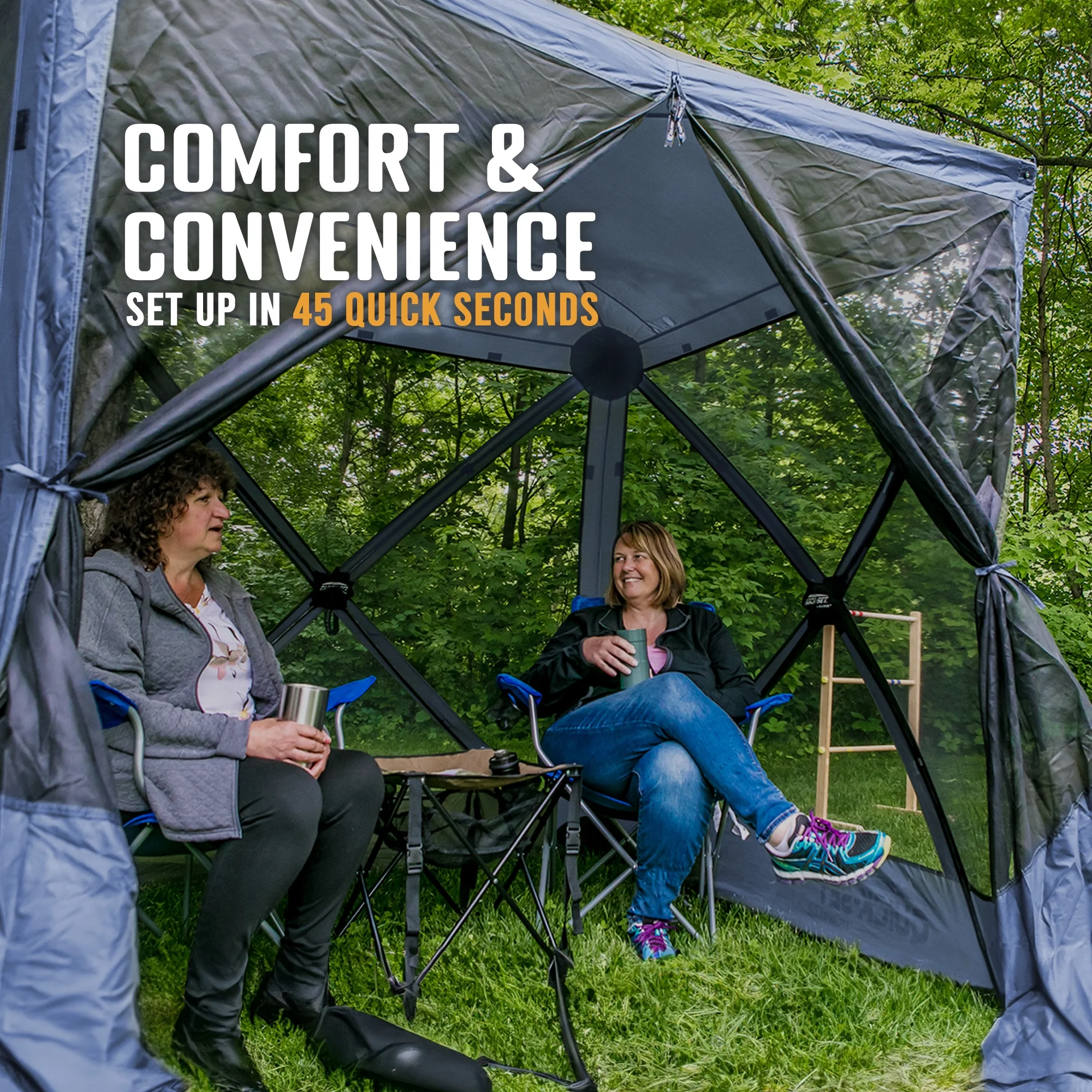 CLAM Quick-Set 9 x 9 Ft Venture Portable Outdoor Canopy Shelter, Green/Tan - Womvr