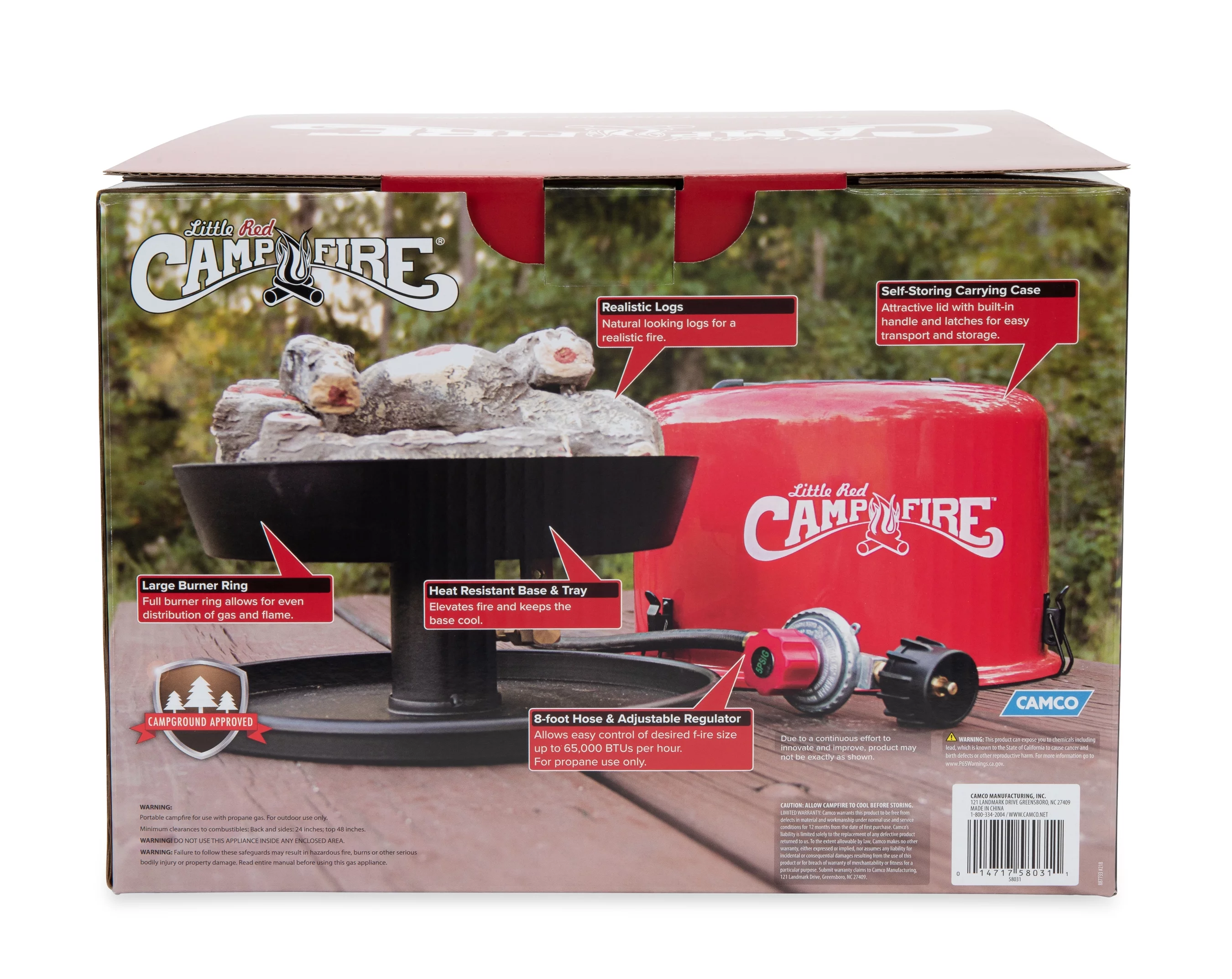 Camco 58035 Big Red Campfire, Approved for RV Campgrounds, Includes 10-Foot Propane Hose - Womvr