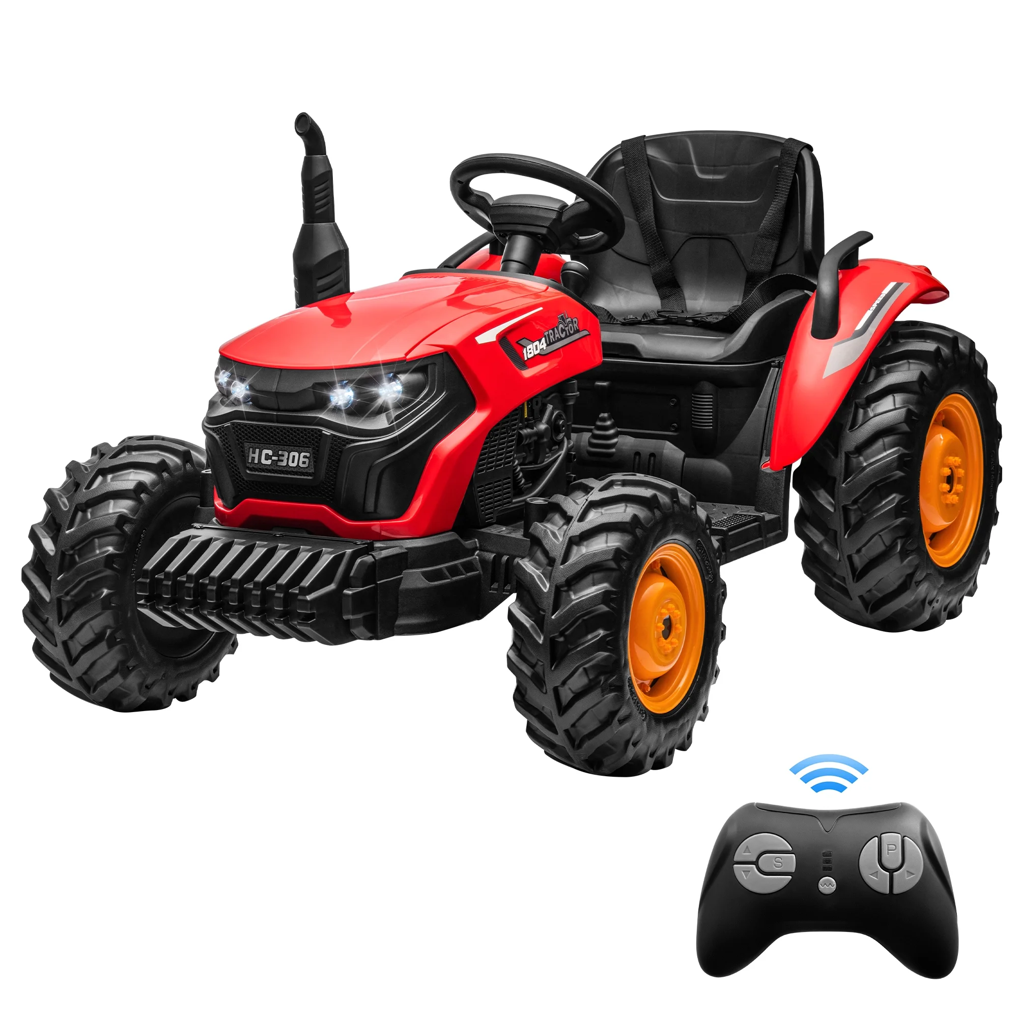TOKTOO 24V 5Mph Powered Ride on Car, Farm Tractor w/ Remote Control, 95W Powerful Motors, 16inch Wide Seat for Big Kids-Red - Womvr