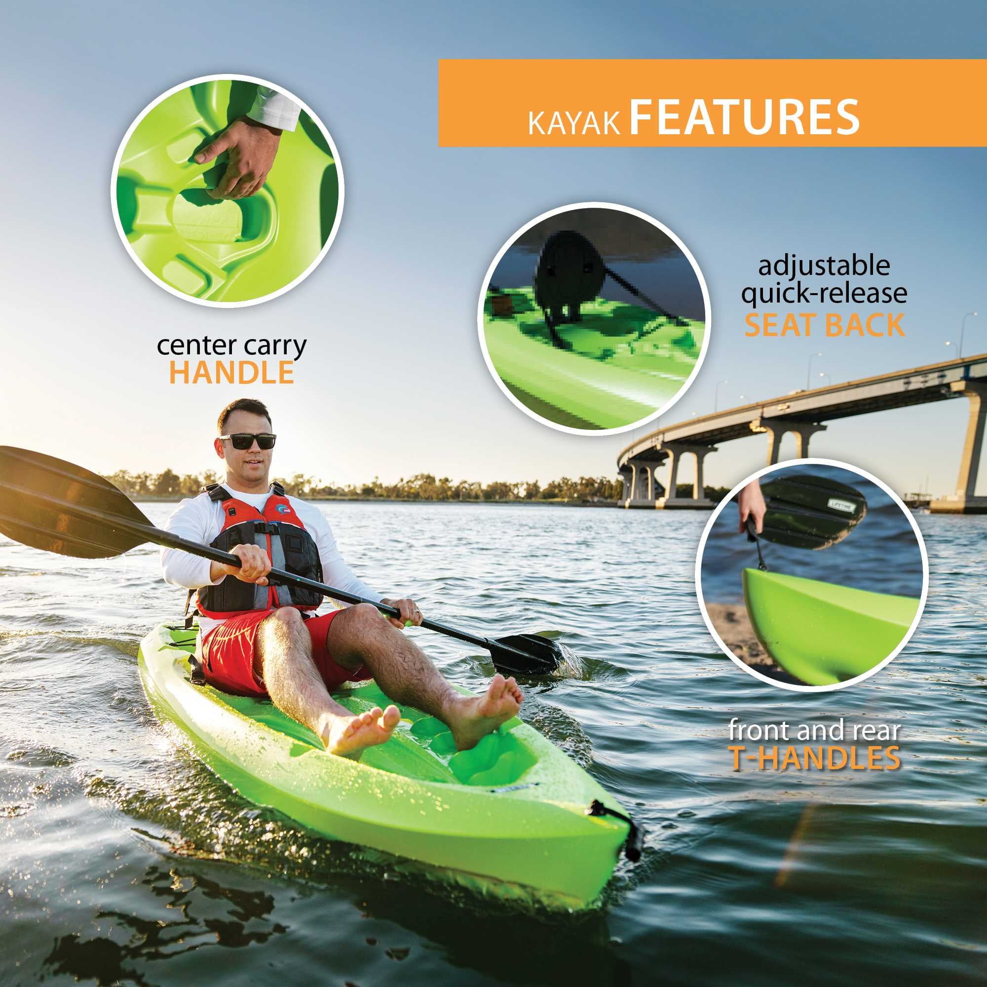Lifetime Daylite 8 ft Sit-on-Top Kayak, Red (90775) - Womvr