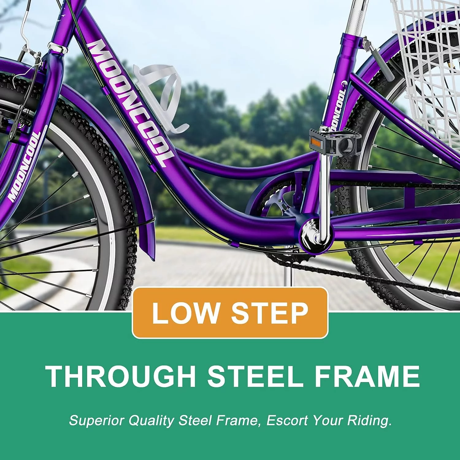 MOONCOOL Adult Tricycles with Rear Basket, 24 26 inch 7 Speed 3 Wheel Bikes, Three-Wheeled Bicycles Adult Trike with Backrest for Seniors, Women, Men - Womvr