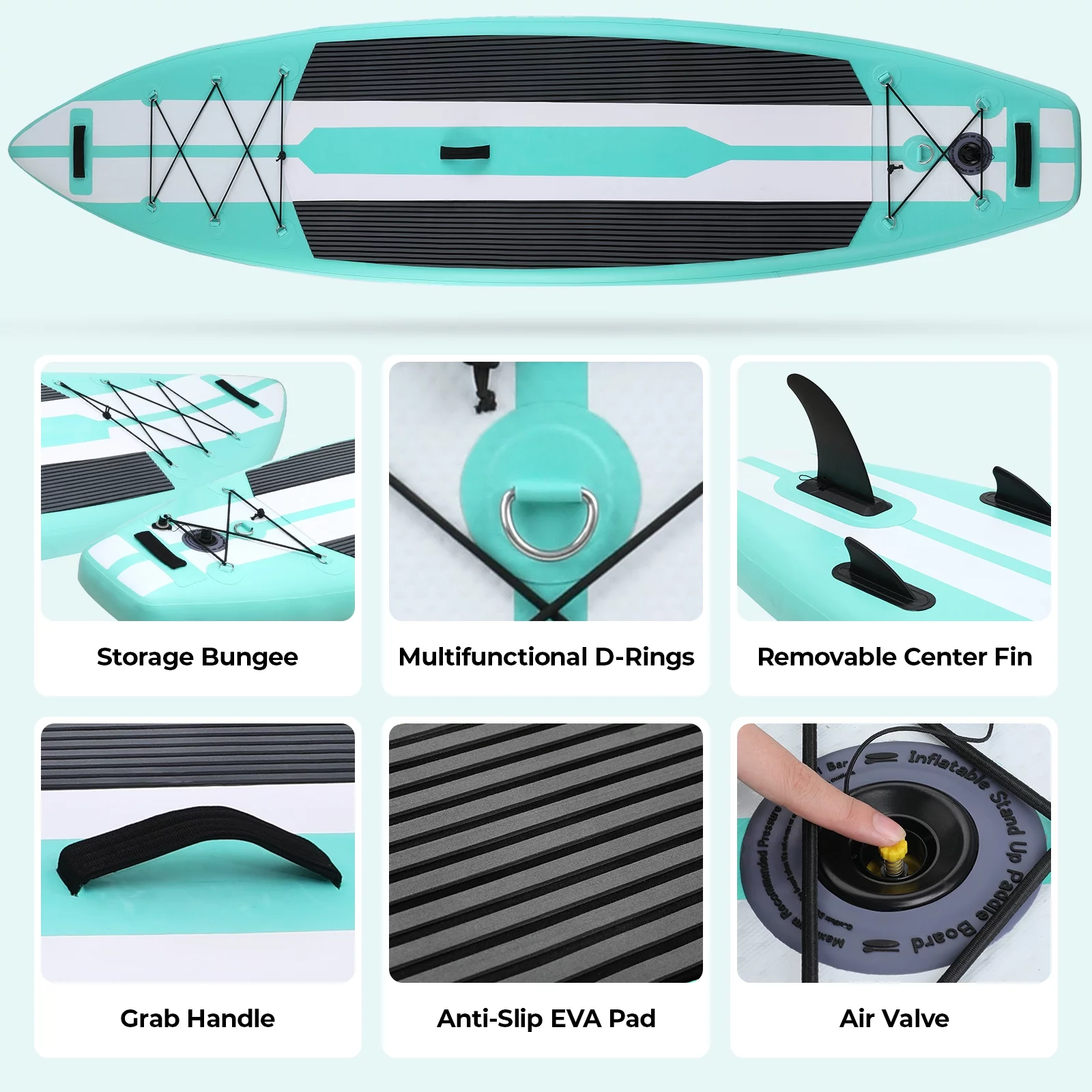 Arlopu 11FT Stand Up Paddle Board Inflatable with Premium SUP Accessories & Backpack, Non-Slip Deck, Waterproof Bag, Leash, Paddle and Hand Pump - Womvr