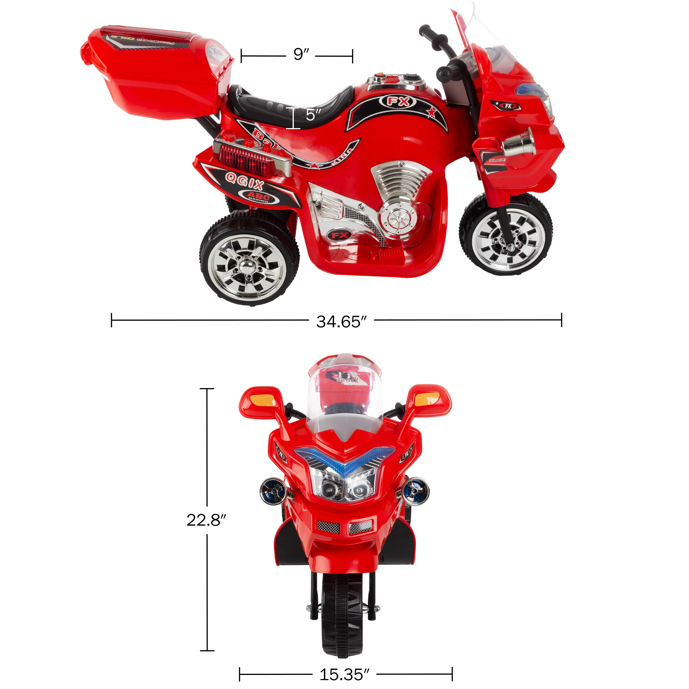 Ride on Toy, 3 Wheel Motorcycle Trike for Kids by Hey! Play! ? Battery Powered Ride on Toys for Boys and Girls, 2 - 5 Year Old - Black FX - Womvr