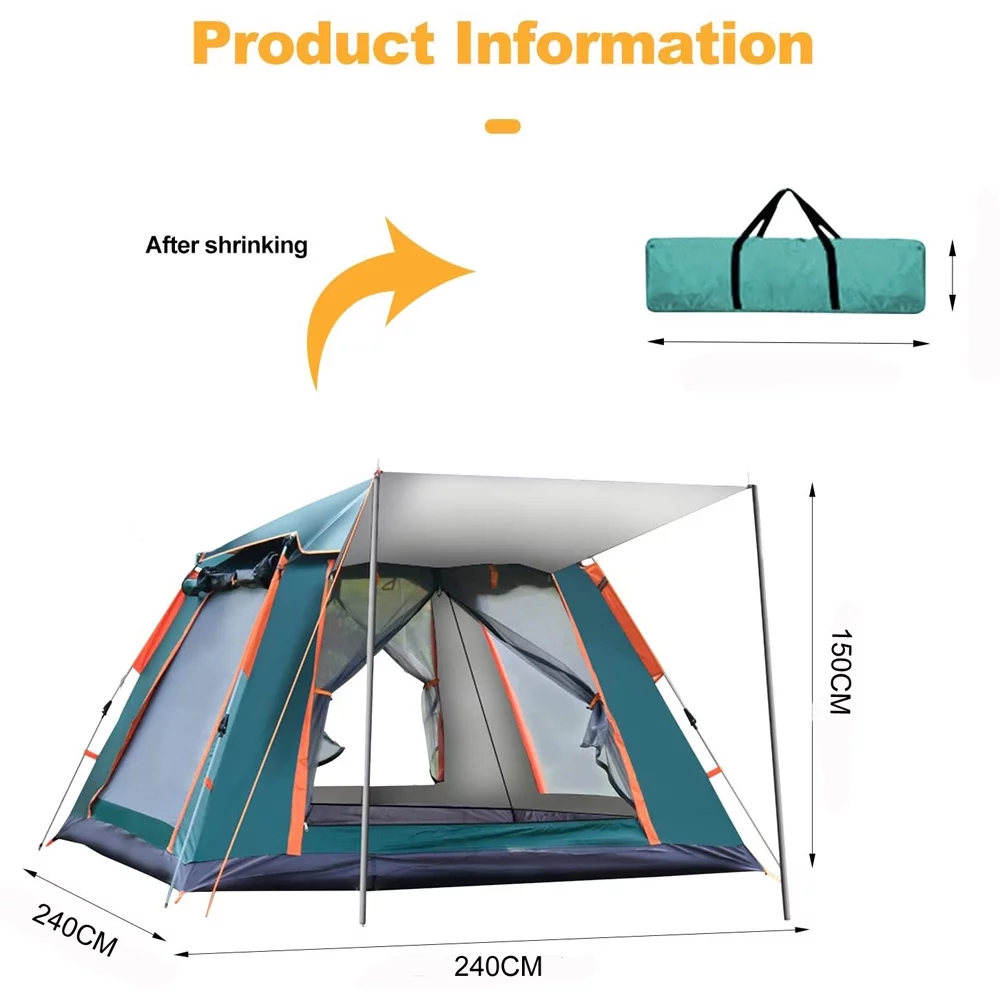 axGear Camping Tent Waterproof Windproof Dome Hiking Tent 5 People Family Easy Setup - Womvr