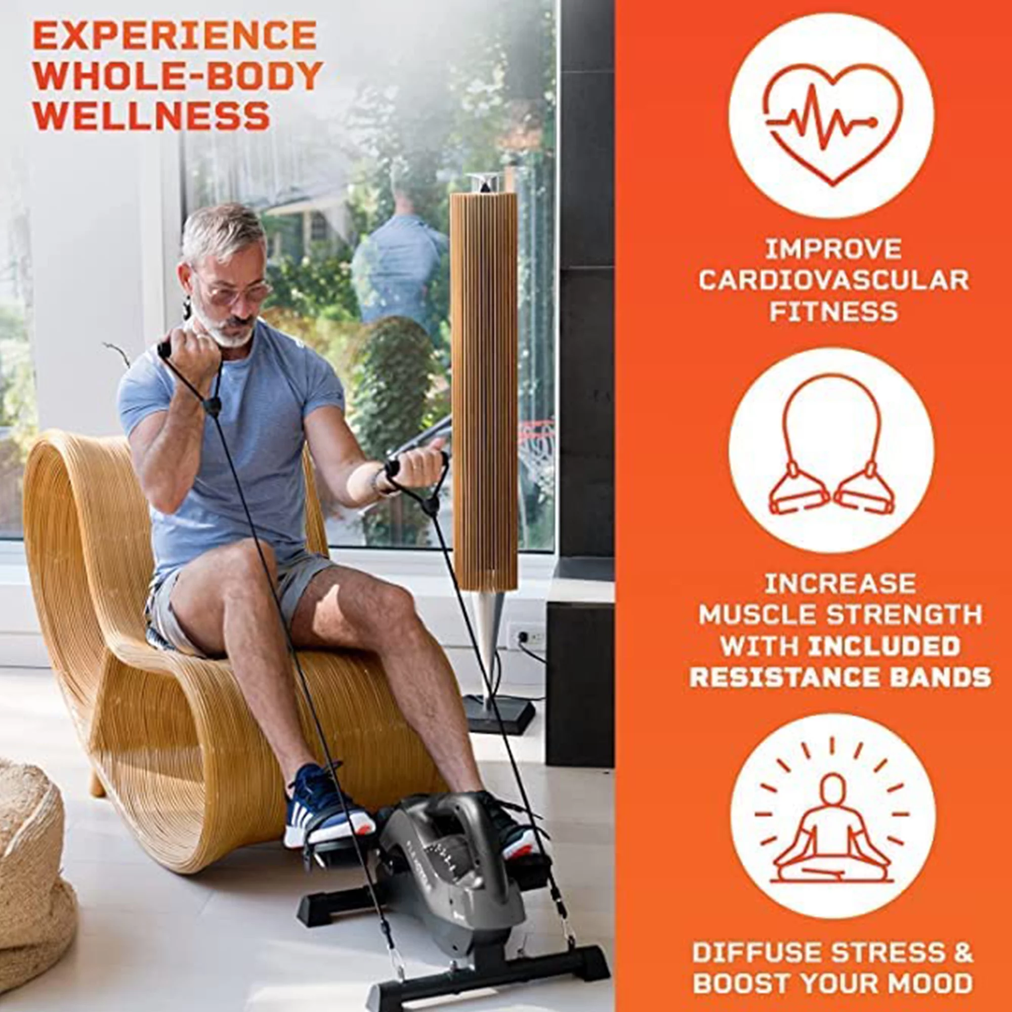 Lifepro FlexCycle Stationary Bike Pedal Exerciser Under Desk Workout Equipment, Blue - Womvr