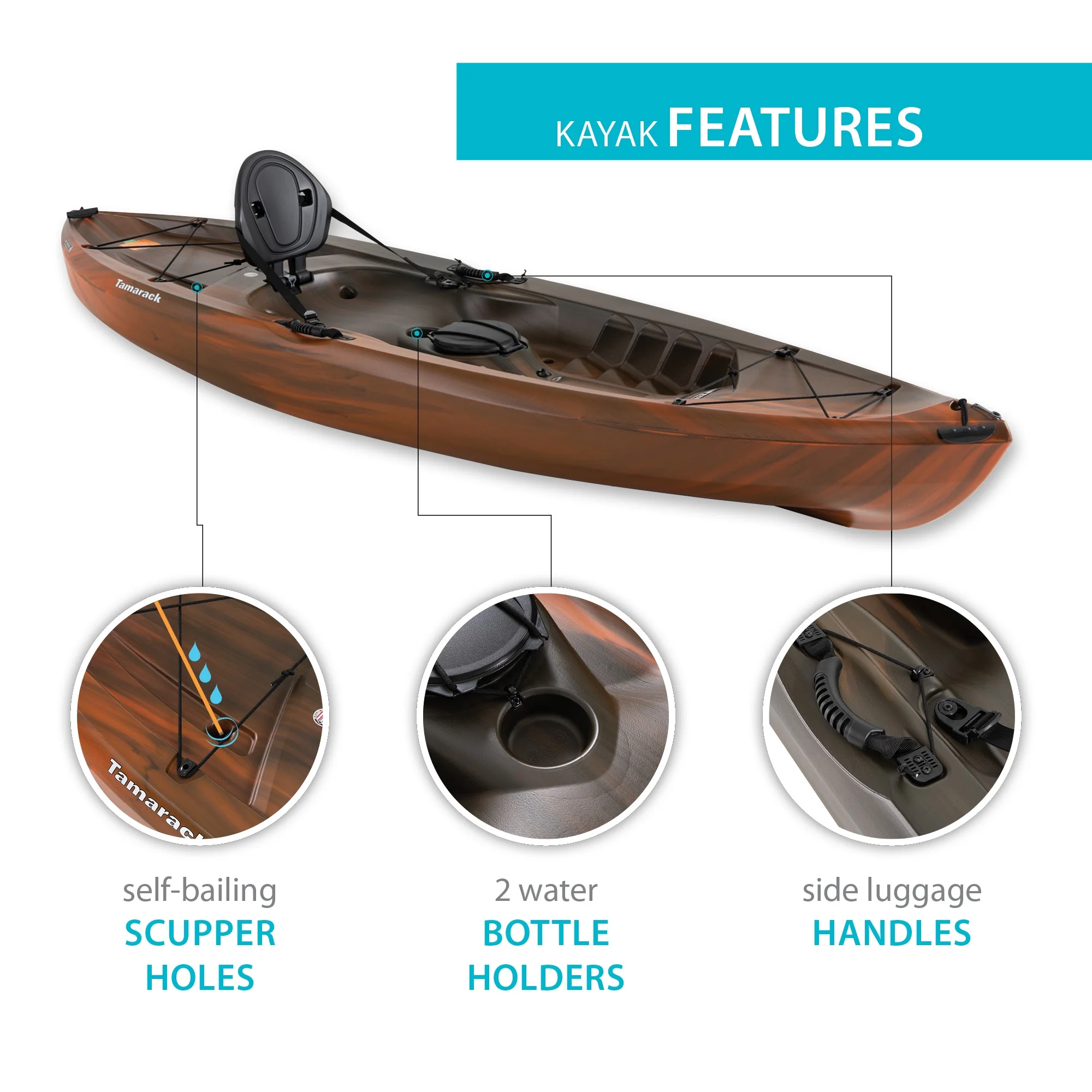 Lifetime Tamarack 100 Sit-on-Top Kayak, Tiger Fusion (91105) - Womvr