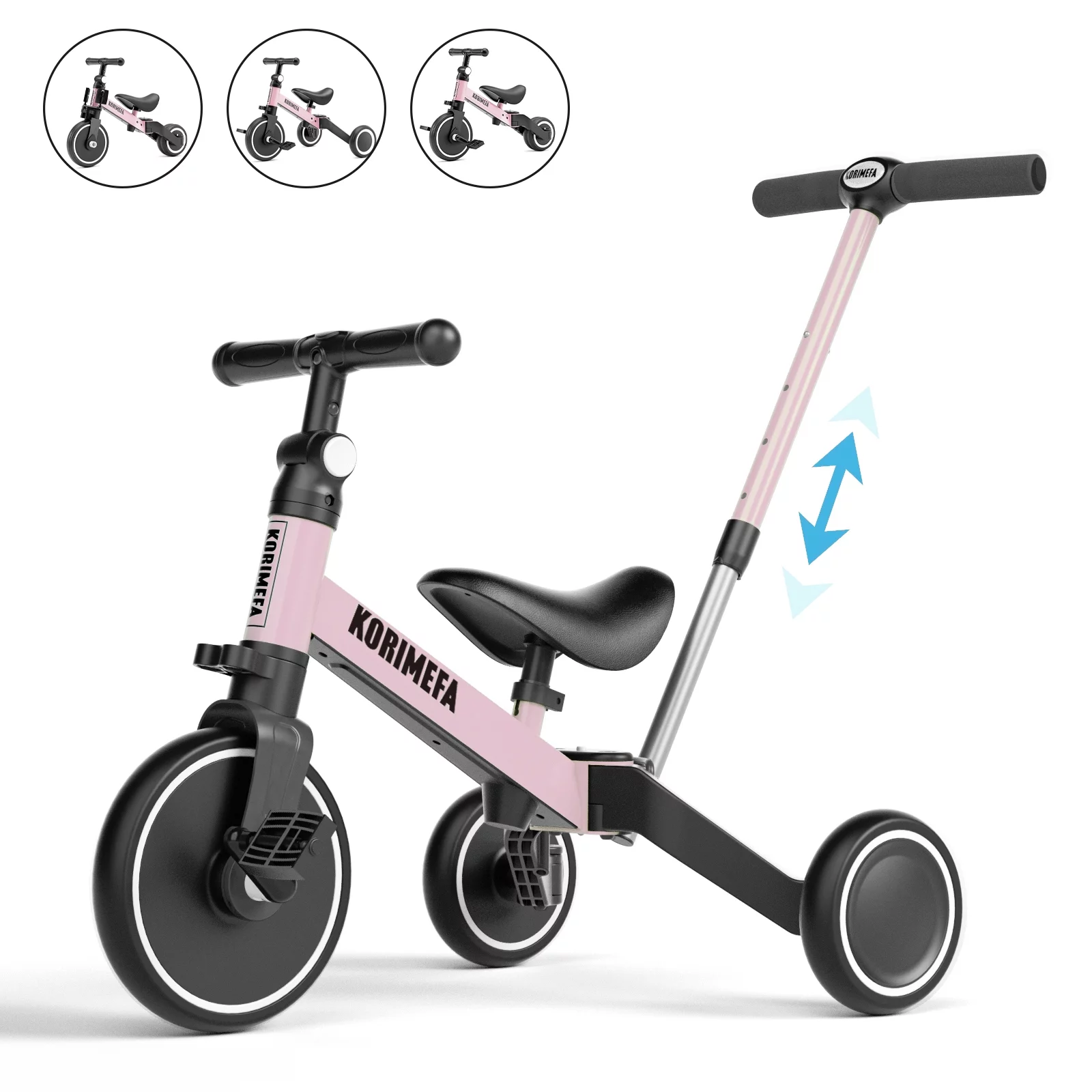 KORIMEFA Toddler Bike with Push Handle, Toddler Tricycle for Age 1 to 3 Years Old Boy Girl, Baby Bike Balance Bike - Womvr