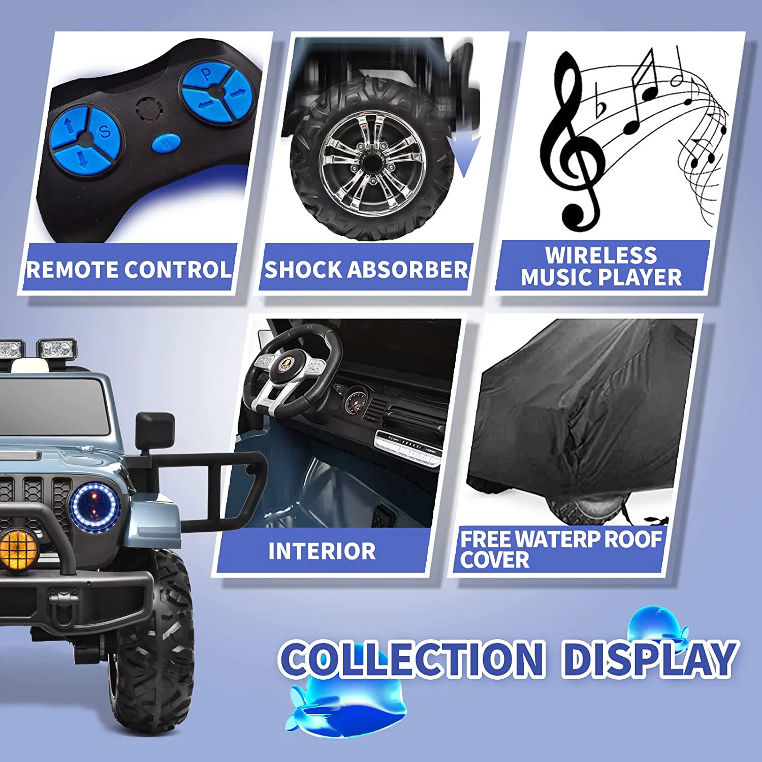 Joywhale 24V 2 Seater Kids Ride on Truck, with 4x75W Powerful Engine, Leather Seat, EVA Wheels, Remote Control, Suspension & Car Cover, Pro - Womvr