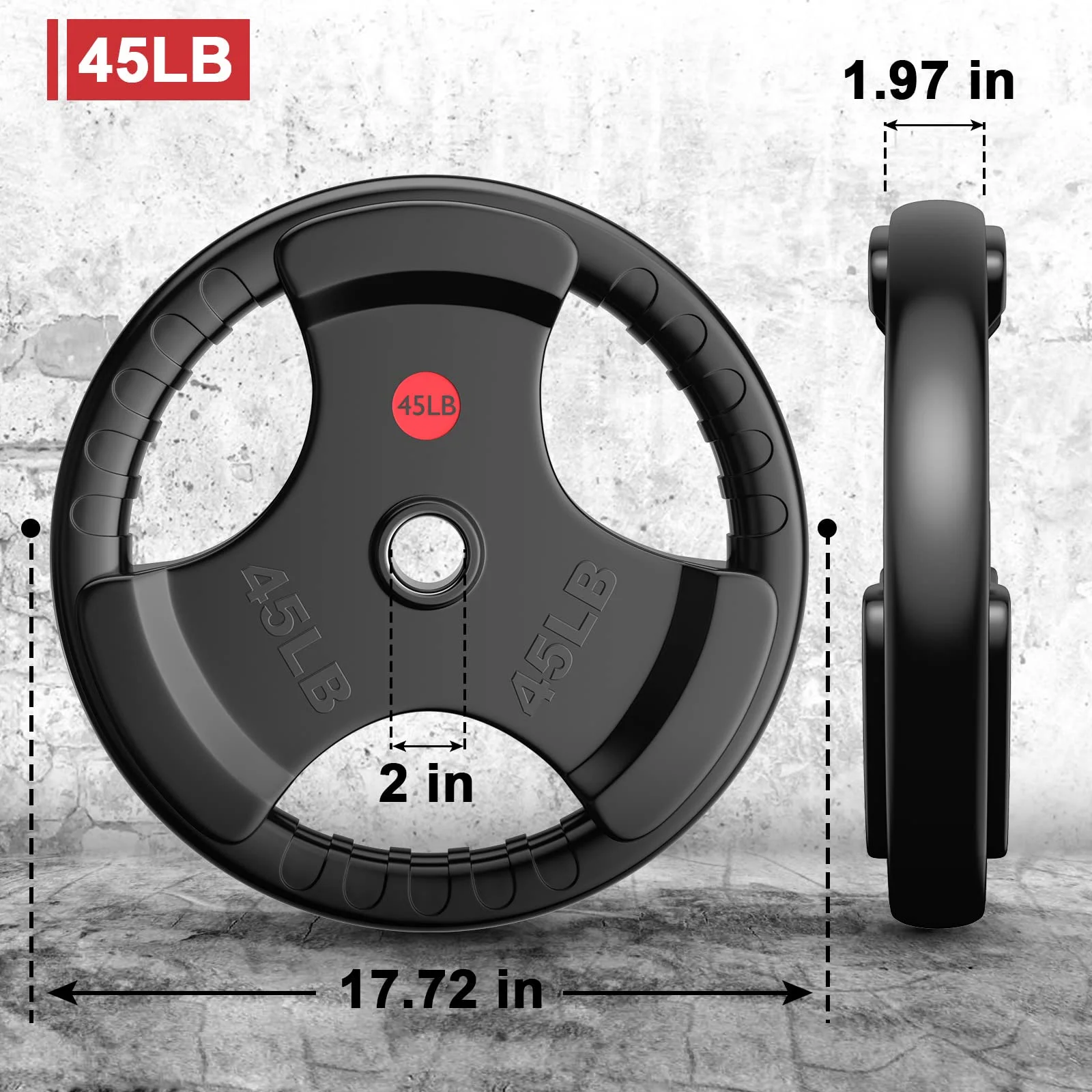 GIKPAL 90lbs Weight Plates 2 Inch Rubber Coated Olympic Weight Plate for Weightlifting in Home Gym, Solid Cast Iron Bumper Plates for Barbell - Womvr