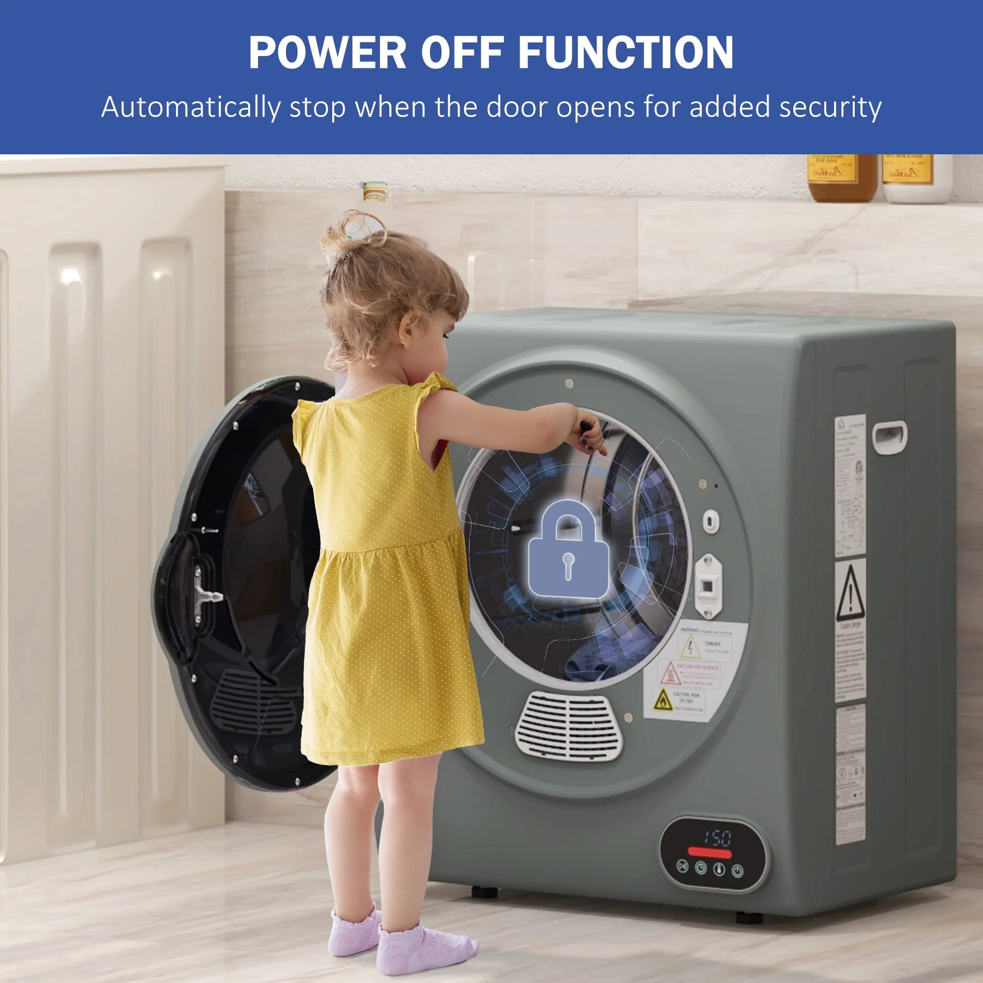HOMCOM Portable Clothes Dryer 120V 850W Laundry Dryer for Apartment, Gray - Womvr