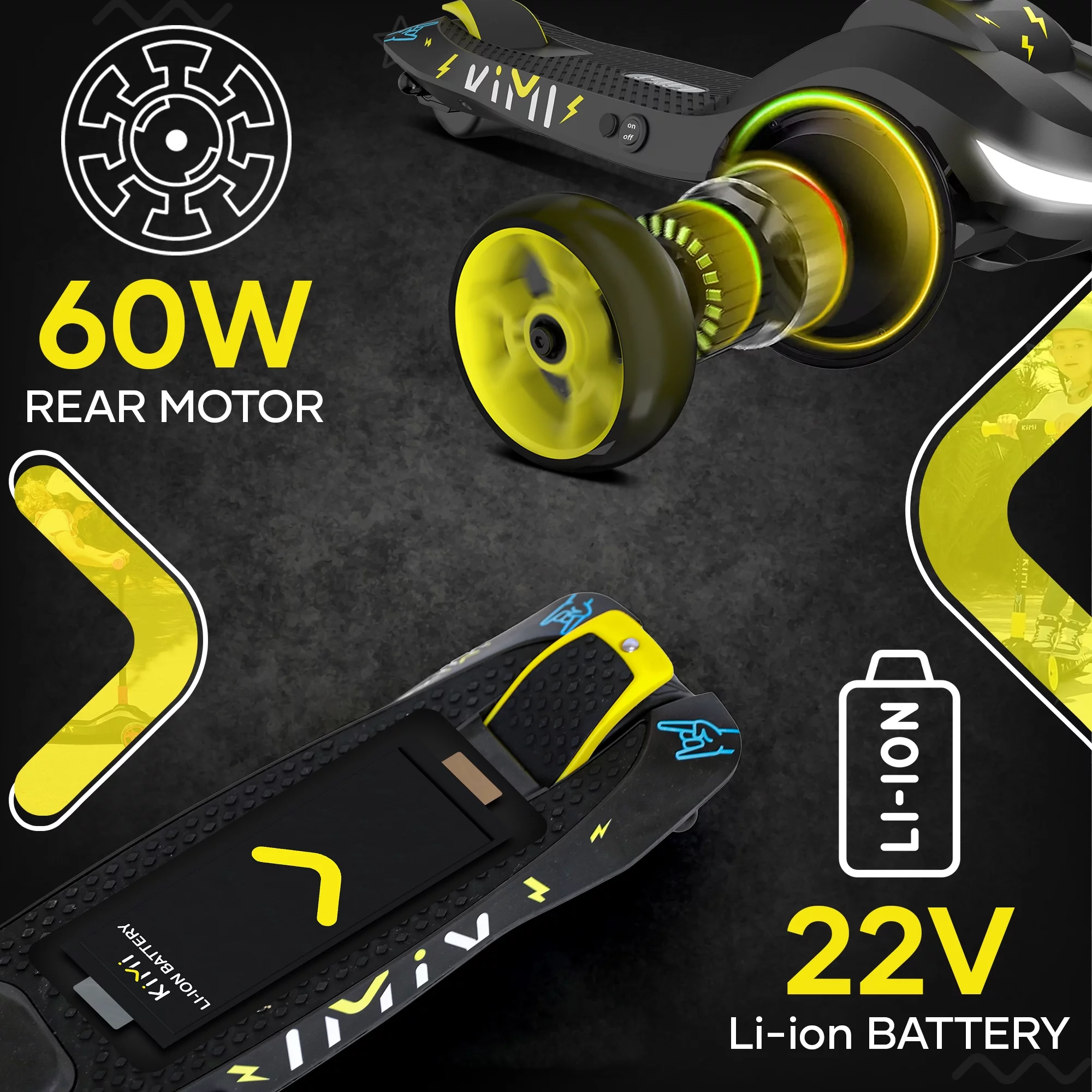 Kimi Kids 3-Wheel Electric Scooter, Ages 2-9, 5Mph, Lights, 10 Miles Range - Womvr