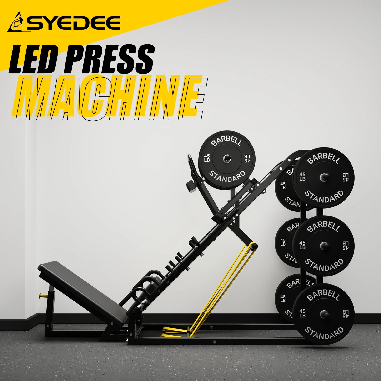 syedee Leg Press Machine with Calf Block, 1500LBS Weight Capacity Adjustable Leg Machine with Resistance Band Pegs and Plate Storages, Workout Equipment for Strength Training - Womvr
