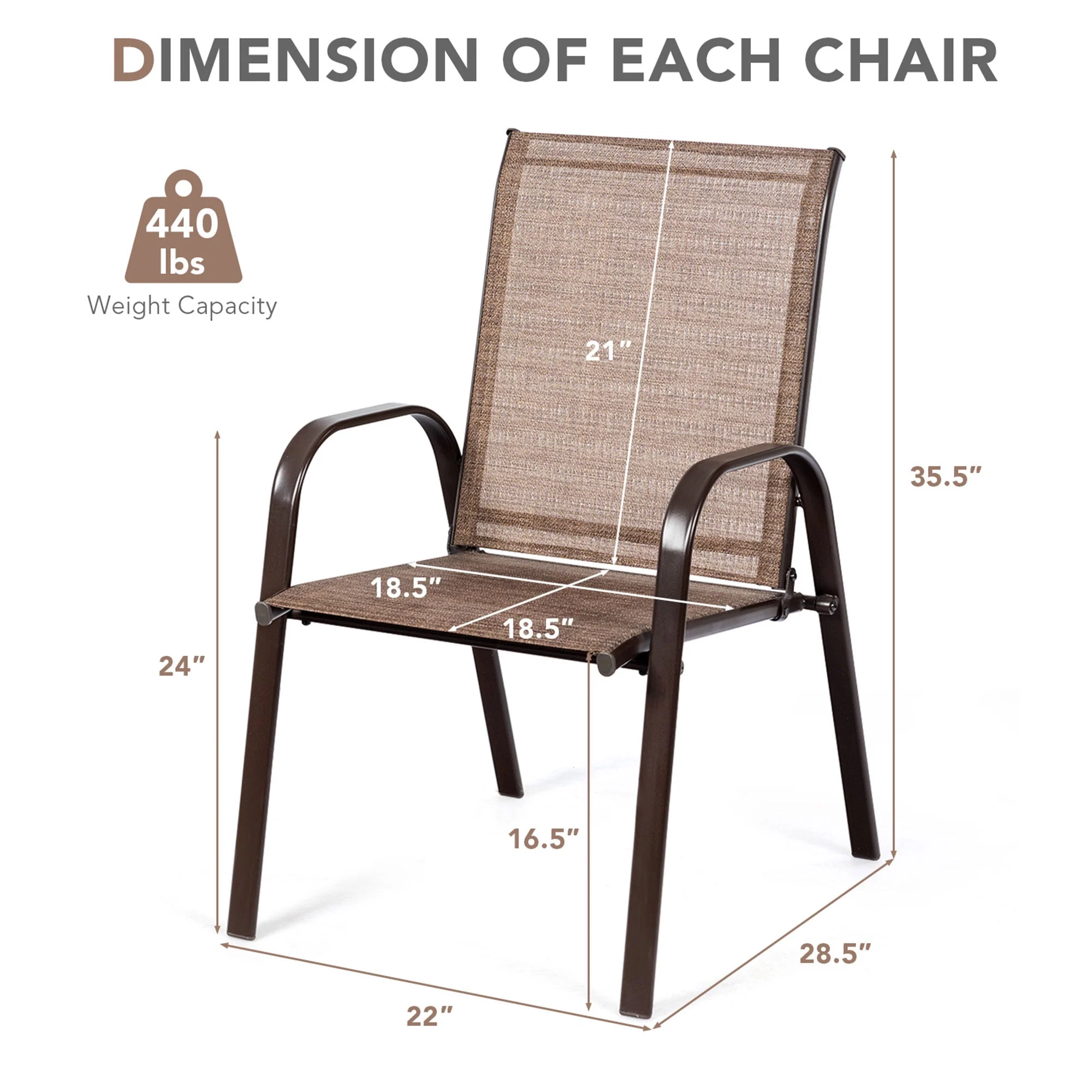 Gymax Set of 2 Patio Chairs Dining Chairs w/ Steel Frame Yard Outdoor Grey - Womvr