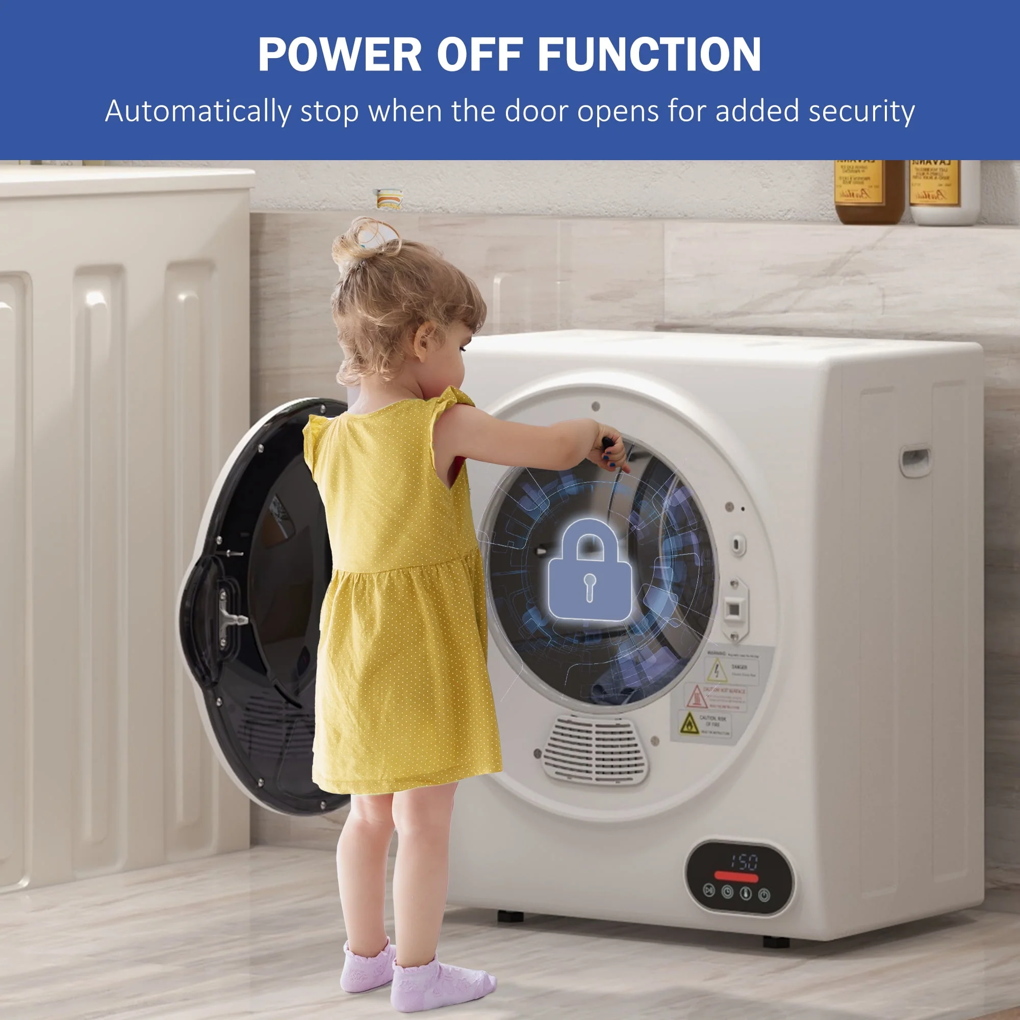 HOMCOM Portable Clothes Dryer 120V 850W Laundry Dryer for Apartment, Gray - Womvr