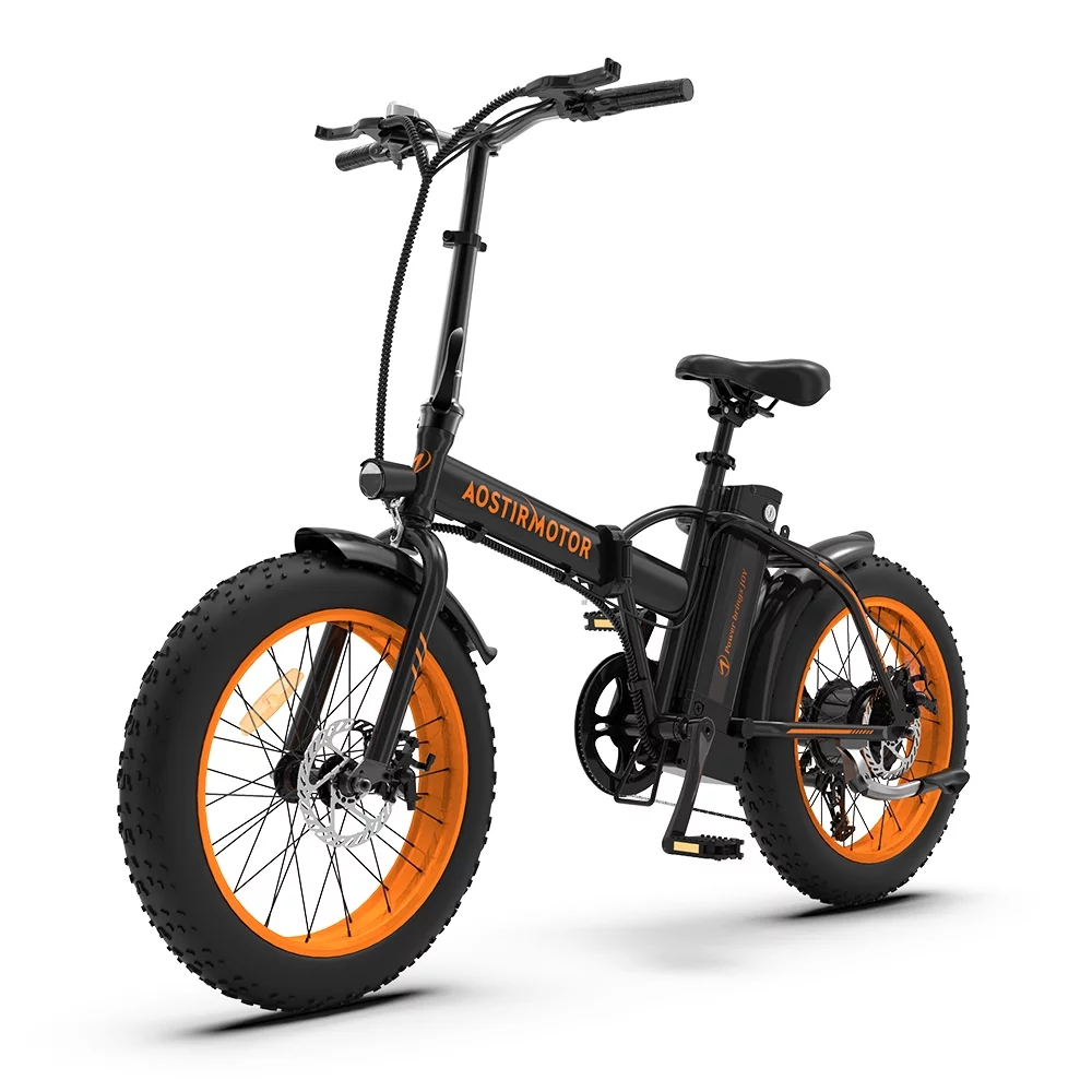 Aostirmotor Folding Electric Bike 20 inch Fat Tire , with 500W Motor, 36V 13AH Removable Lithium Battery,Ebikes for Adults（Black） - Womvr