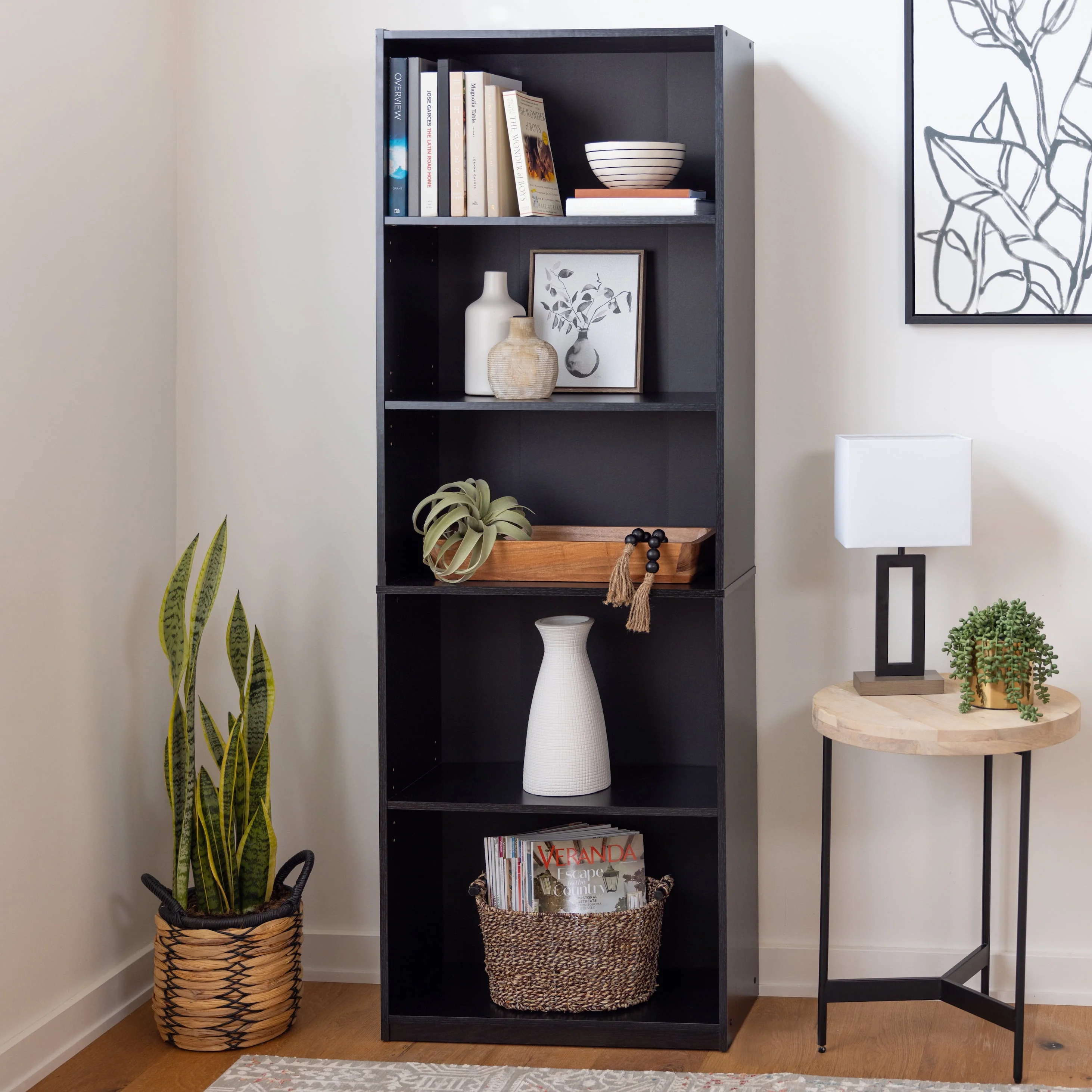 Mainstays 5-Shelf Bookcase with Adjustable Shelves, White - Womvr