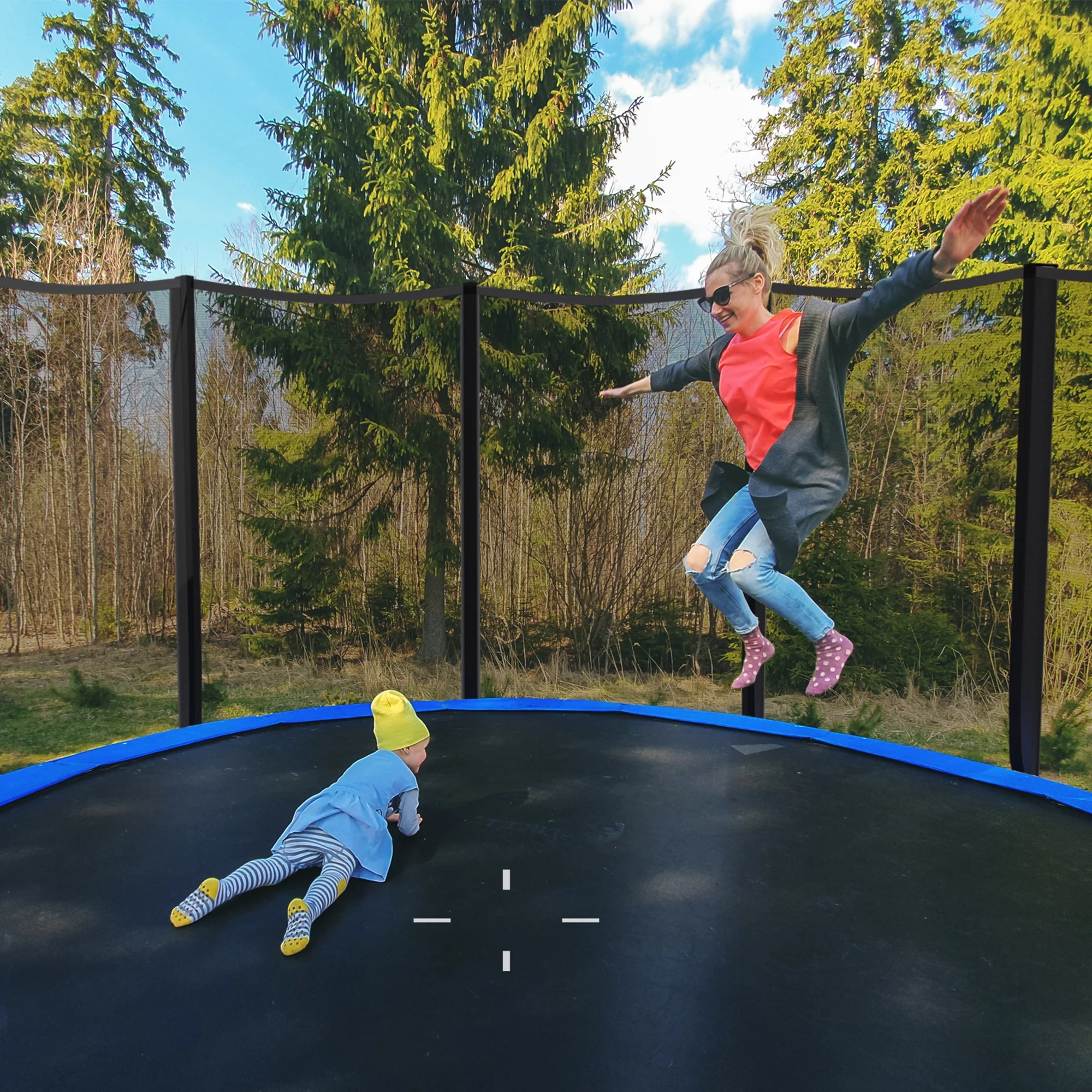 Gymax 8 FT Outdoor Trampoline Bounce Combo W/Safety Closure Net Ladder - Womvr