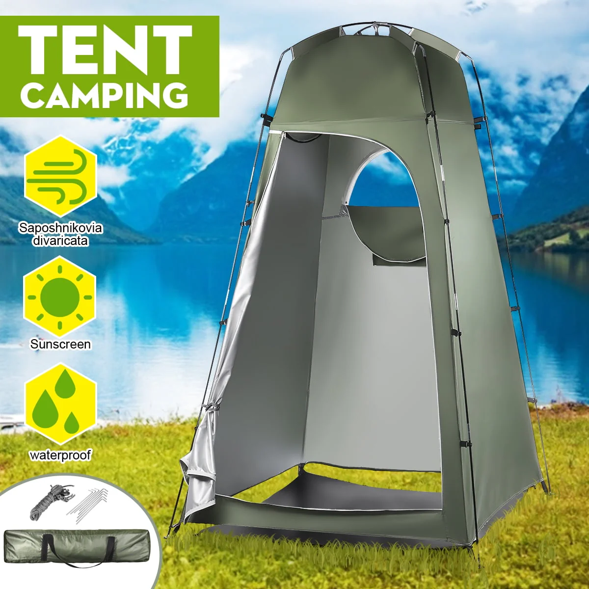Shower Tent Portable Changing Room Privacy Tent, Instant Outdoor Shower Tent, Camp Toilet, Camping Fishing Bathing Tent Rain Shelter for Camping & Beach, Sturdy, Easy Set Up, Foldable - with Carry Bag - Womvr