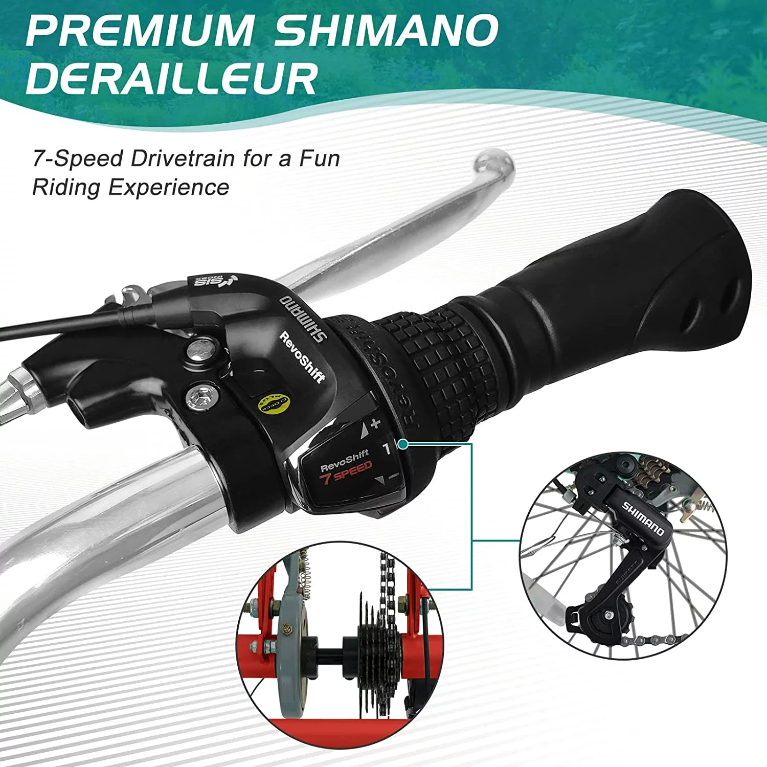 Docred Adult Tricycle 7 Speed 24 Inch Three Wheel Bike Cruiser Trike for Men/Women/Seniors - Womvr