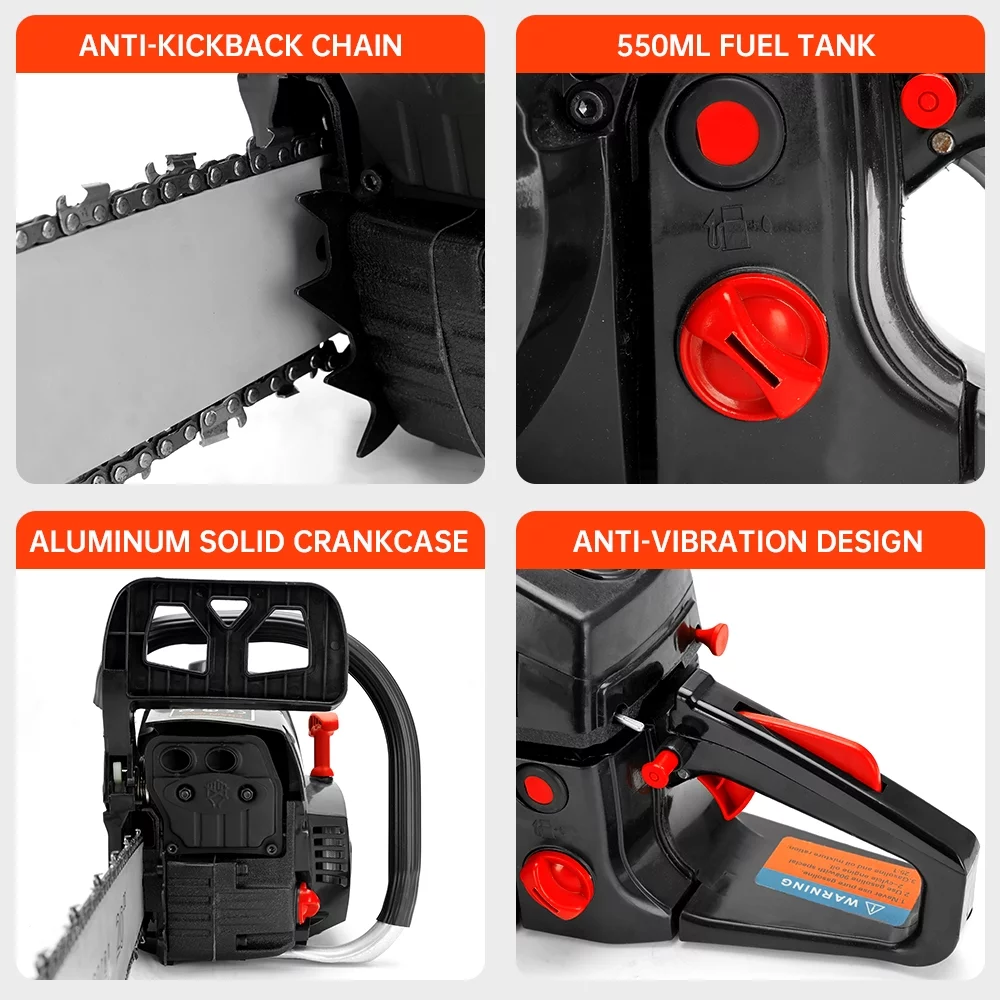 TOPTENG Gasoline Chainsaw with 22 in. Bar 52CC Engine 2-Cycle Gas Powered Chainsaw for Farm/Garden/Ranch/Firewood - Womvr