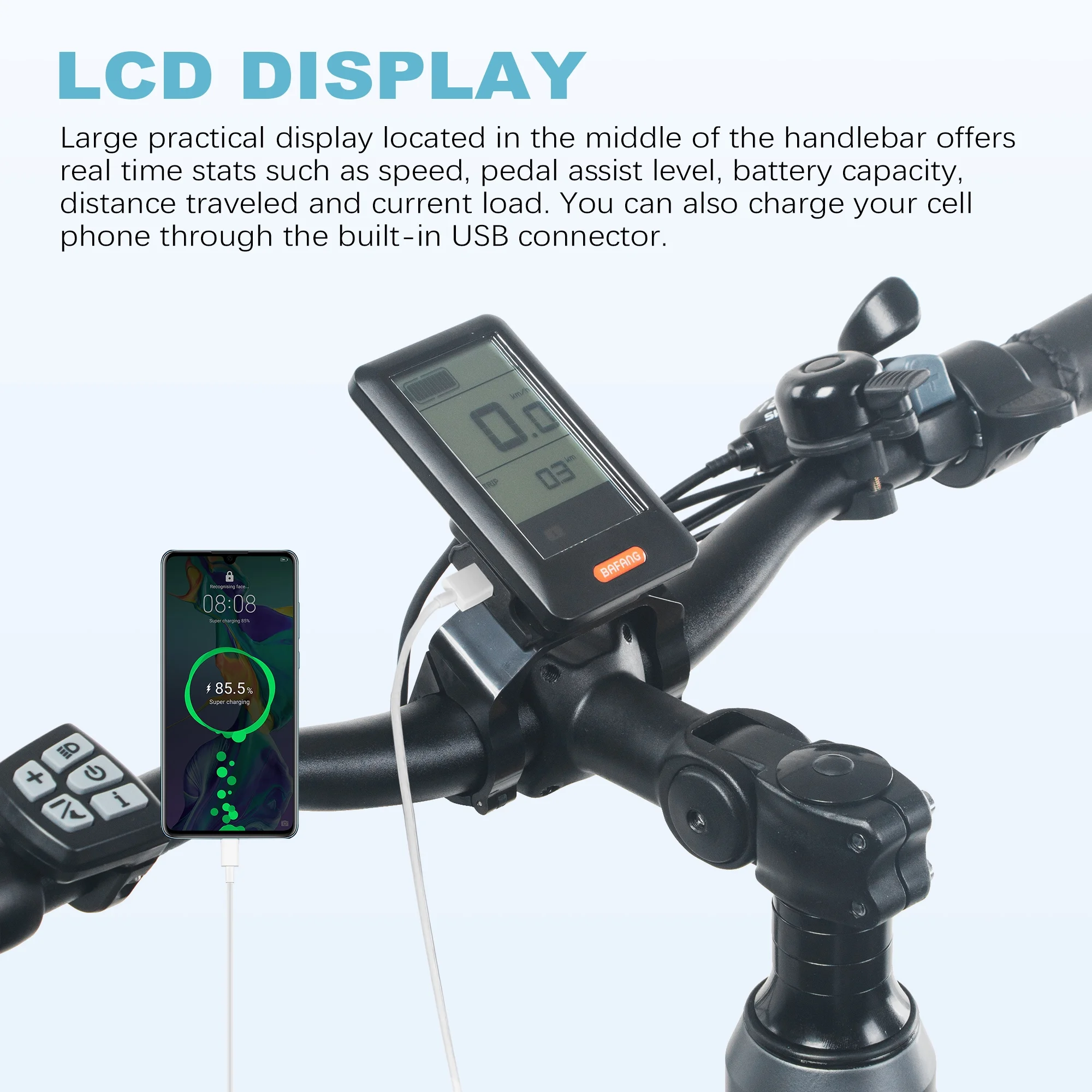 Z9 Model 26'' Fat Tire Electric Bike Commute Electric Bike for Adults Removable Battery 7 Speeds 750W Bafang Mid Motor Ebike Gray - Womvr