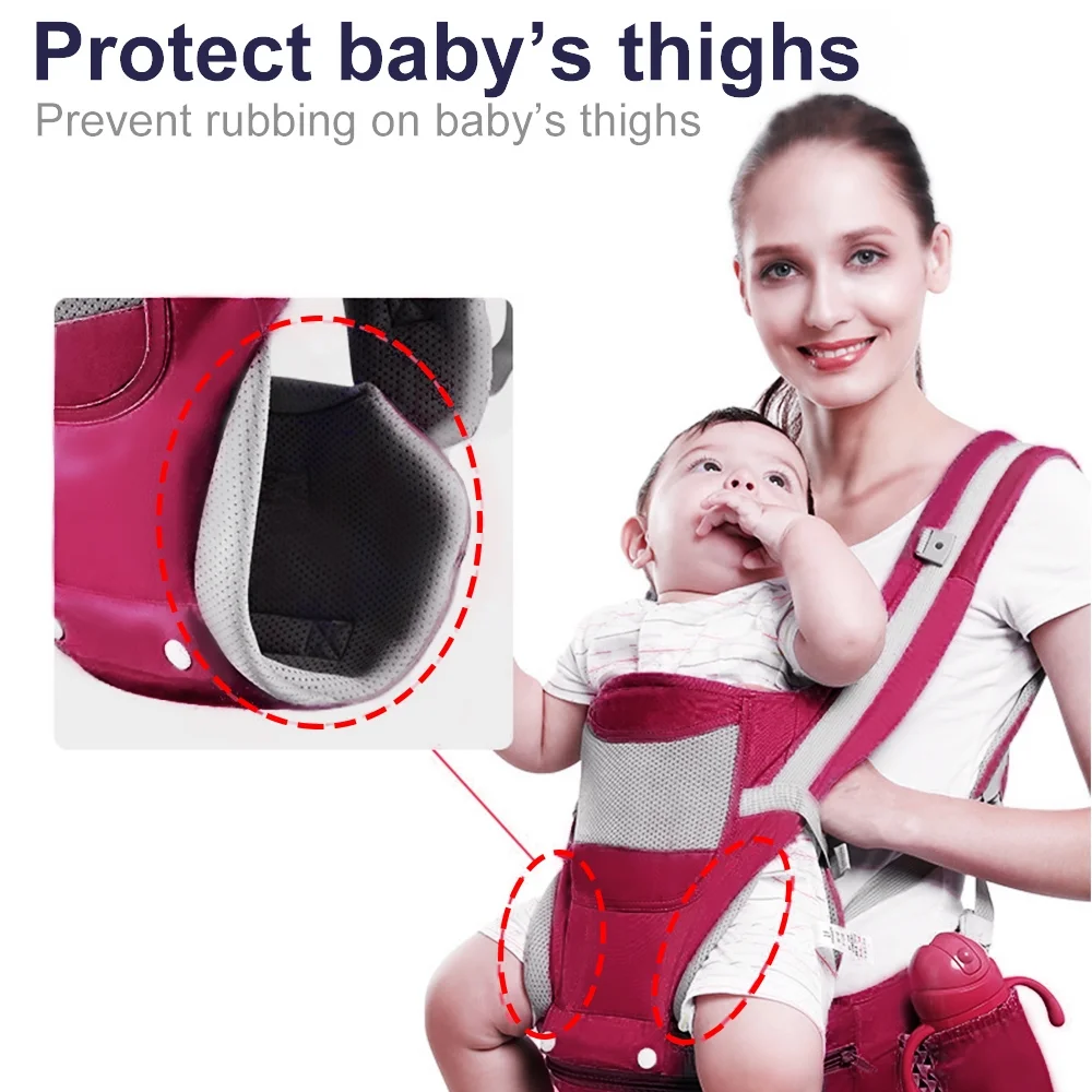 JUMPER Baby Carrier 6 in 1 Convertible Baby Carrier with Hip Seat for Newborn to Toddler, Red - Womvr