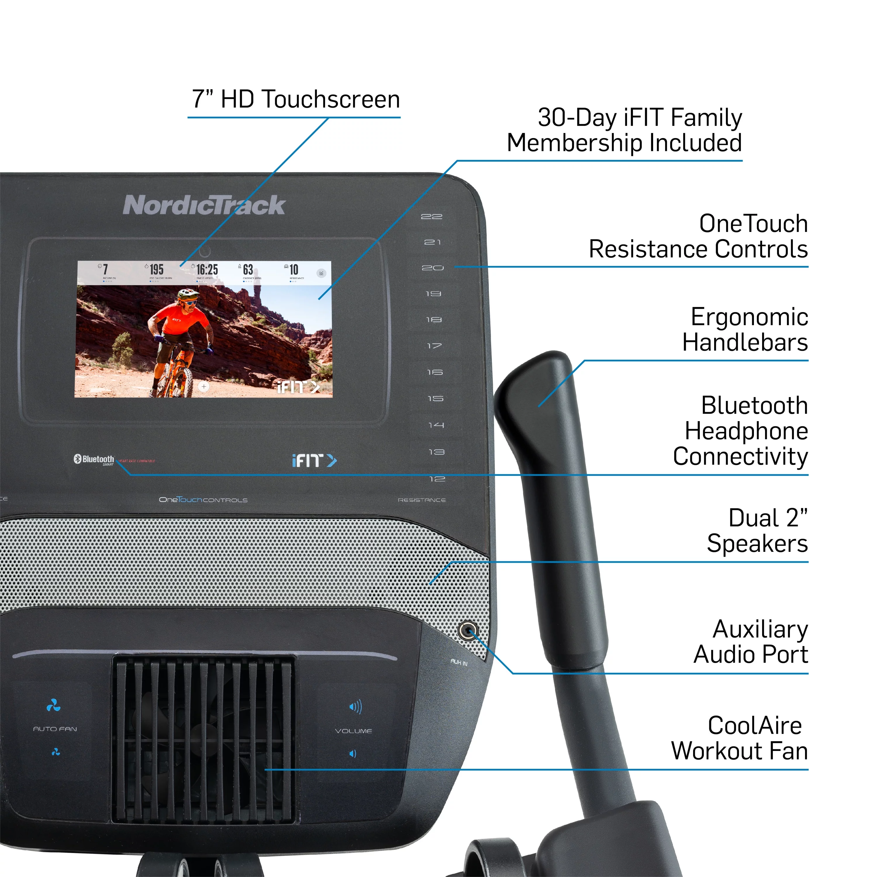 NordicTrack Studio Bike with 7” Smart HD Touchscreen and 30-Day iFIT Family Membership - Womvr