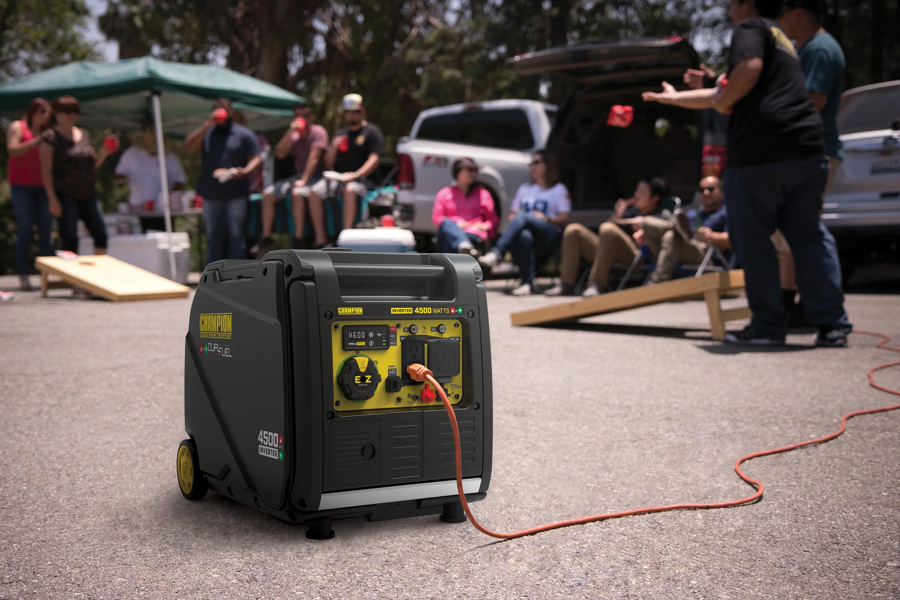 Champion 4500-Watt Portable Dual Fuel Inverter Generator with Quiet Technology, Electric Start - Womvr
