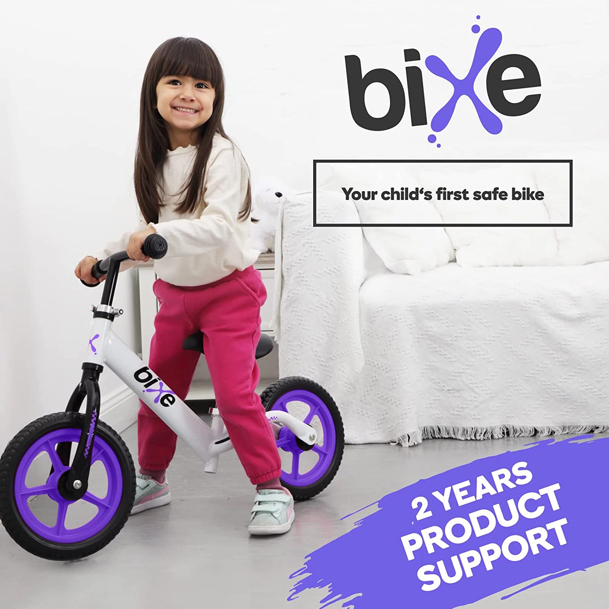 Bixe Aluminum Toddler Balance Bike Lightweight 12” No-Pedal Training Bike for Kids, Purple - Womvr
