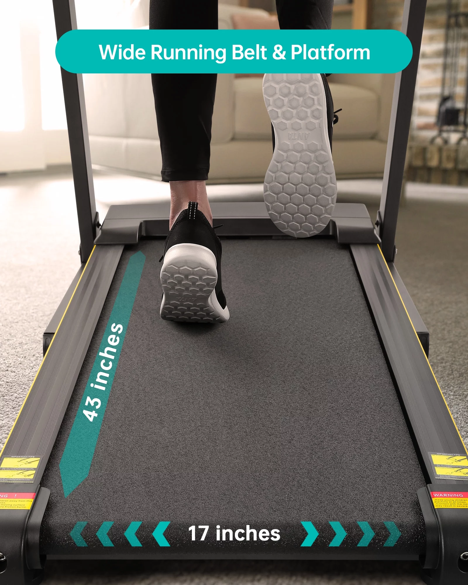 Treadmill with Incline Folding Treadmill with 12-Level Automatic Incline 2.5hp Power 8.5mhp Speed Running Machine 15 Preset Training Program Electric Treadmill for Home Use - Womvr