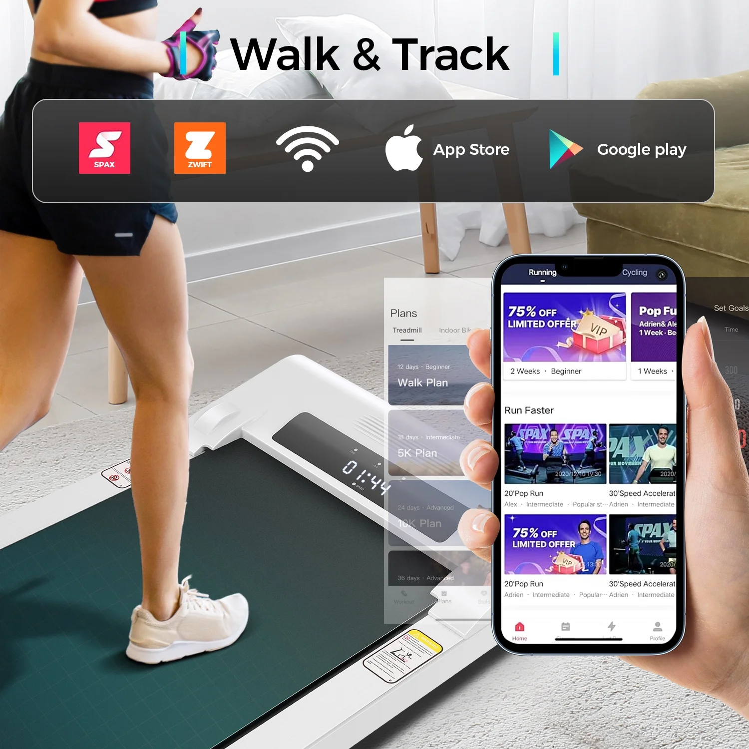 Tikmboex Walking Pad 300lb, Large Walking Area Under Desk Treadmill with Remote & App Remote Control for Home/Office Jogging Running,Pink - Womvr