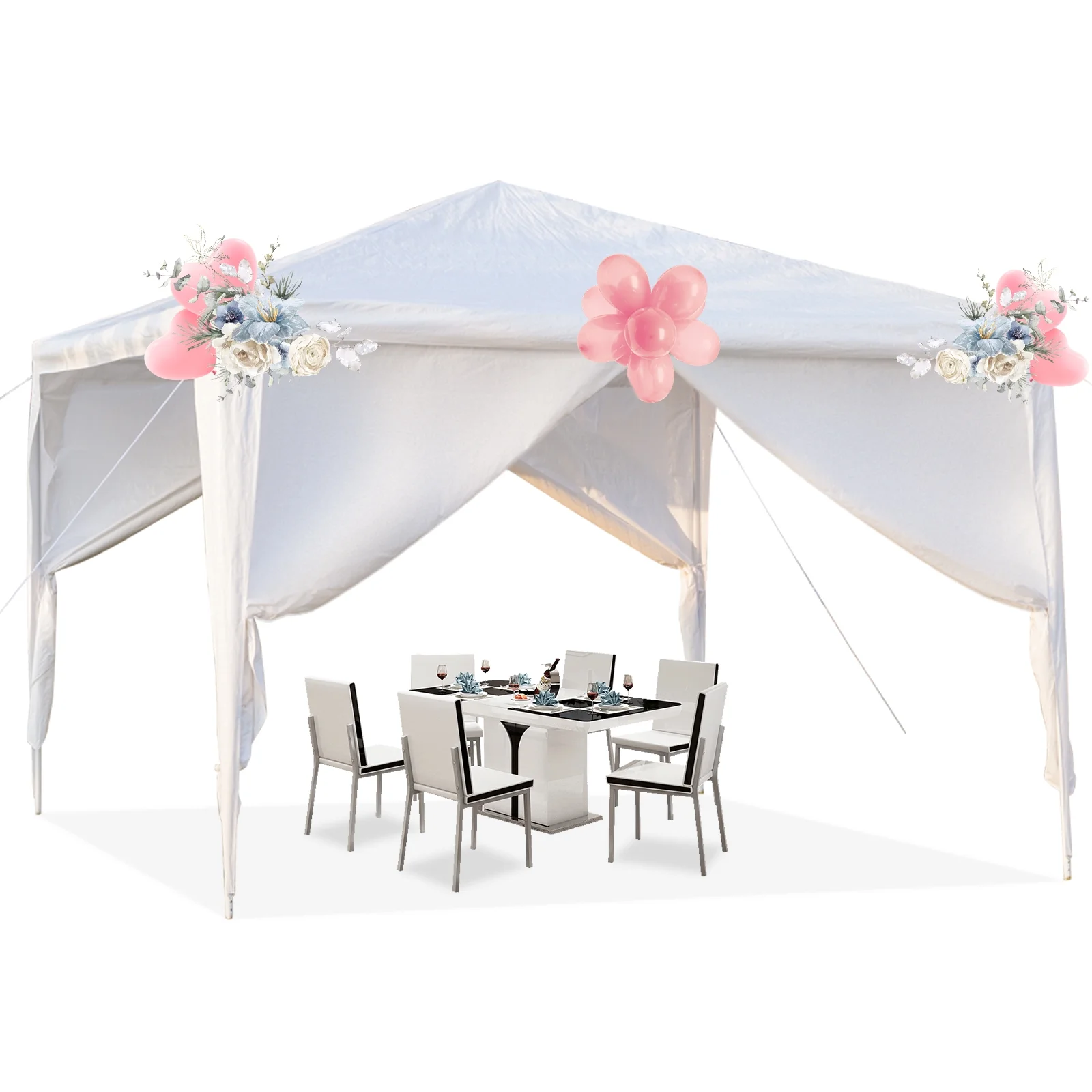 UBesGoo 10' x 10' Canopy Waterproof Party Tent Practical Outdoor Tent for Parties White - Womvr