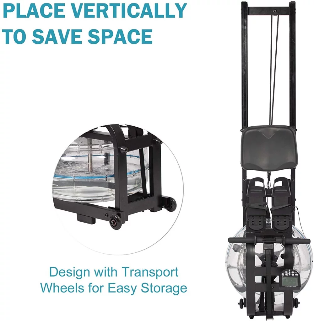 FITPHER Water Resistance Rowing Machine Resistance Metal Dual-Track Healthy Indoor Gym Equipment for Fitness (Irony) - Womvr