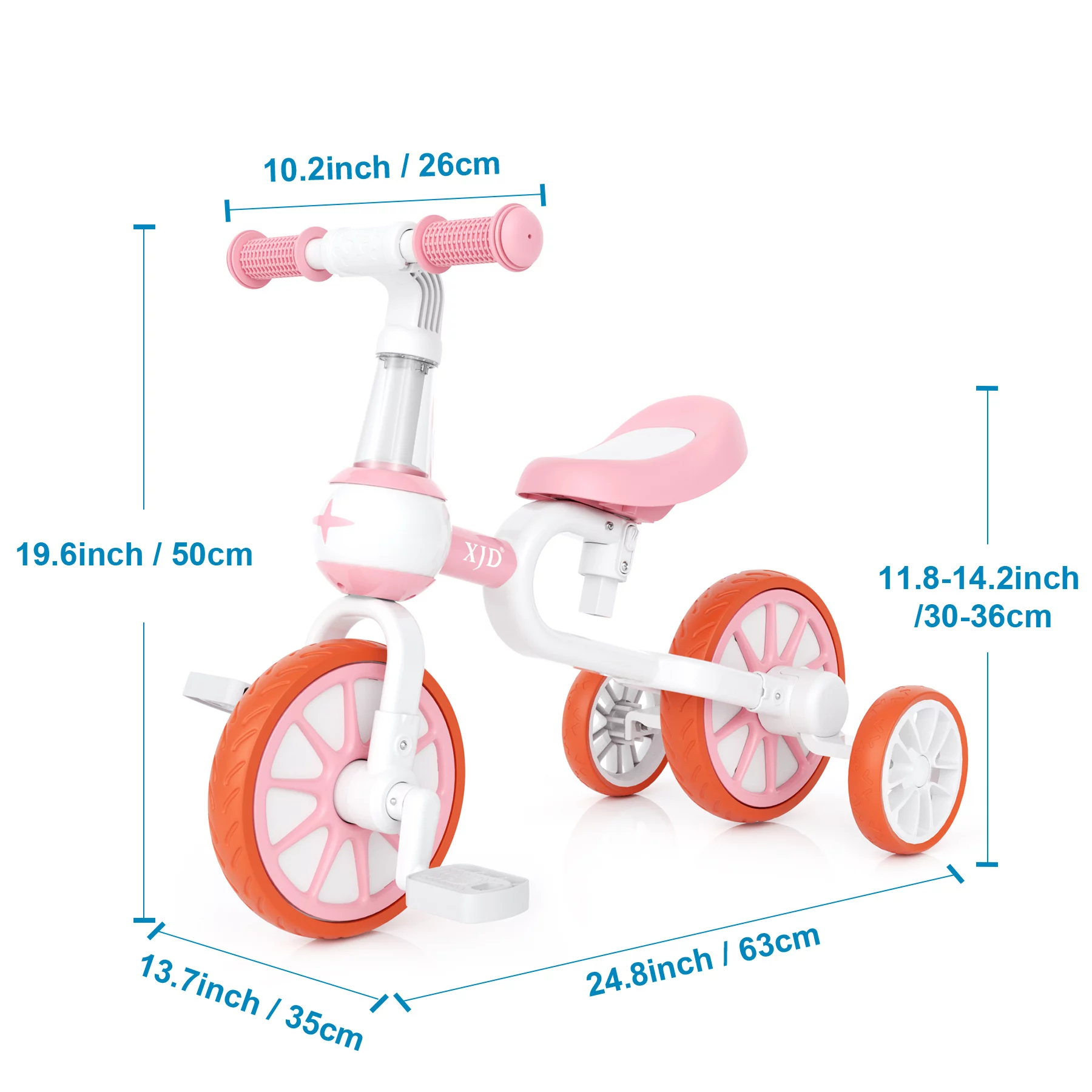 XJD 5 in 1 Toddler Tricycle for 1-5 Years Old Boys Girls Toddler Bike Kids Trikes for Balance Training Baby Bike Infant Trike - Womvr