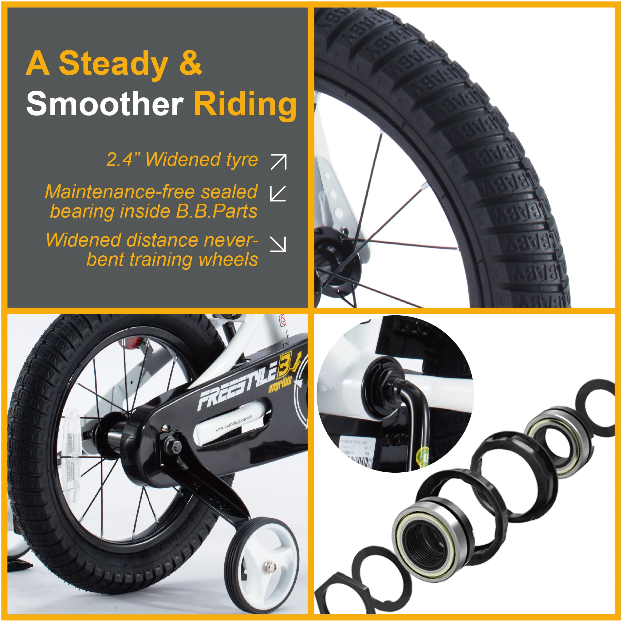 Royalbaby Freestyle Kids Bike 12 14 16 18 20 Inch Bicycle for Boys Girls Ages 3-12 Years, Multiple Color Options - Womvr