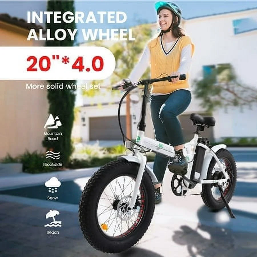 ECOTRIC 20 Inch Fat Tire e-Bike 500W 48V Foldable frame Pedal Assist Commute Bike 7 Speed A-E516646 - Womvr