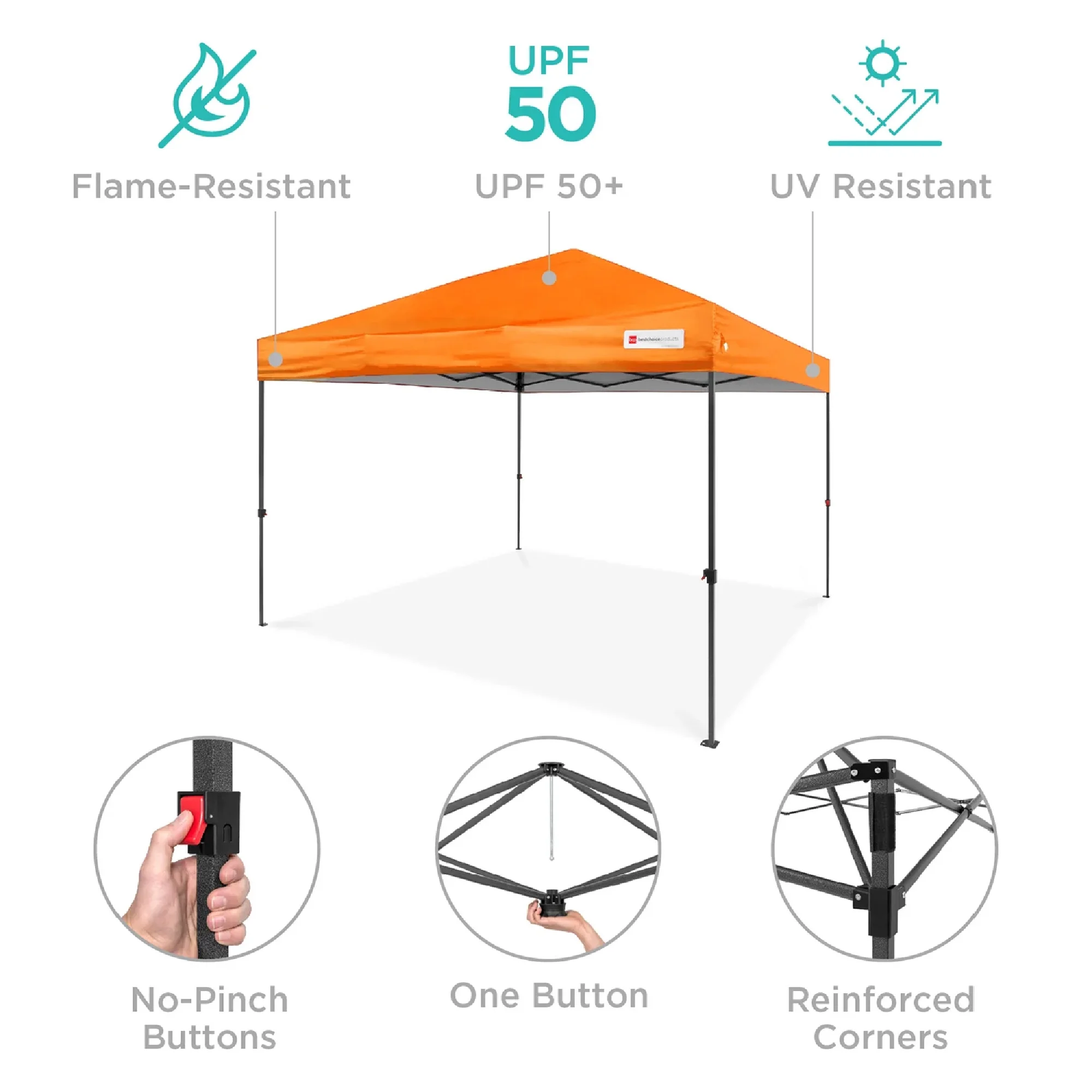 Best Choice Products 10x10ft Easy Setup Pop Up Canopy w/ 1-Button Setup, Wheeled Case, 4 Weight Bags - Cerulean - Womvr