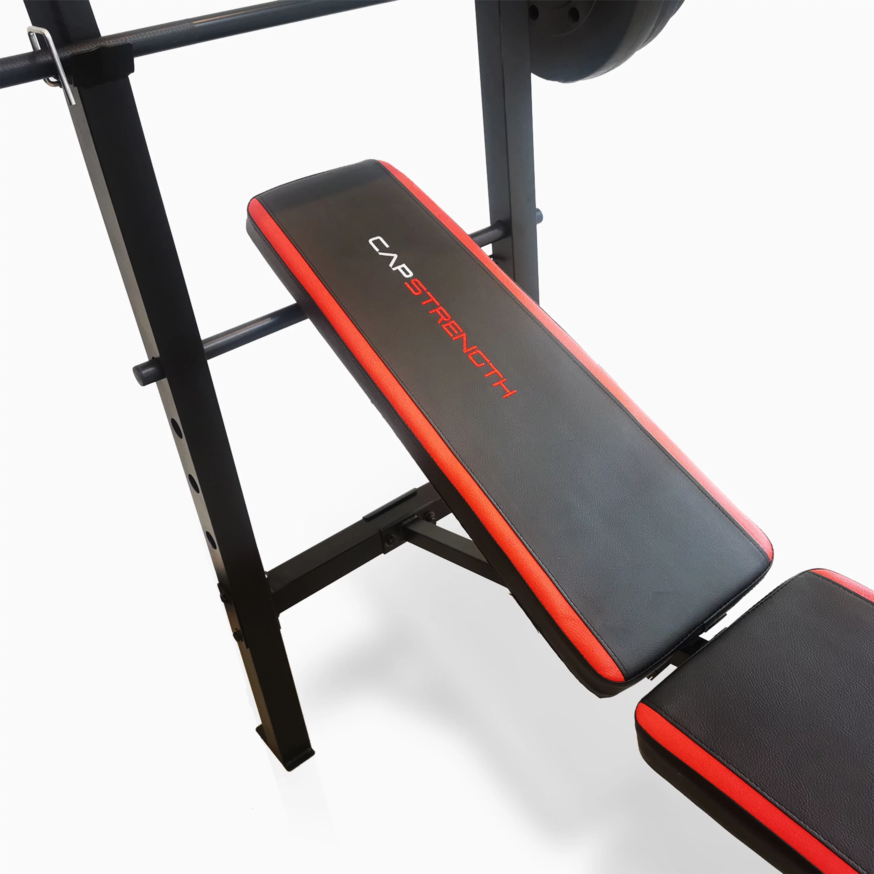 CAP Strength Adjustable Standard Combo Weight Bench with Rack and Leg Extension and 90 lb. Vinyl Weight Set - Womvr