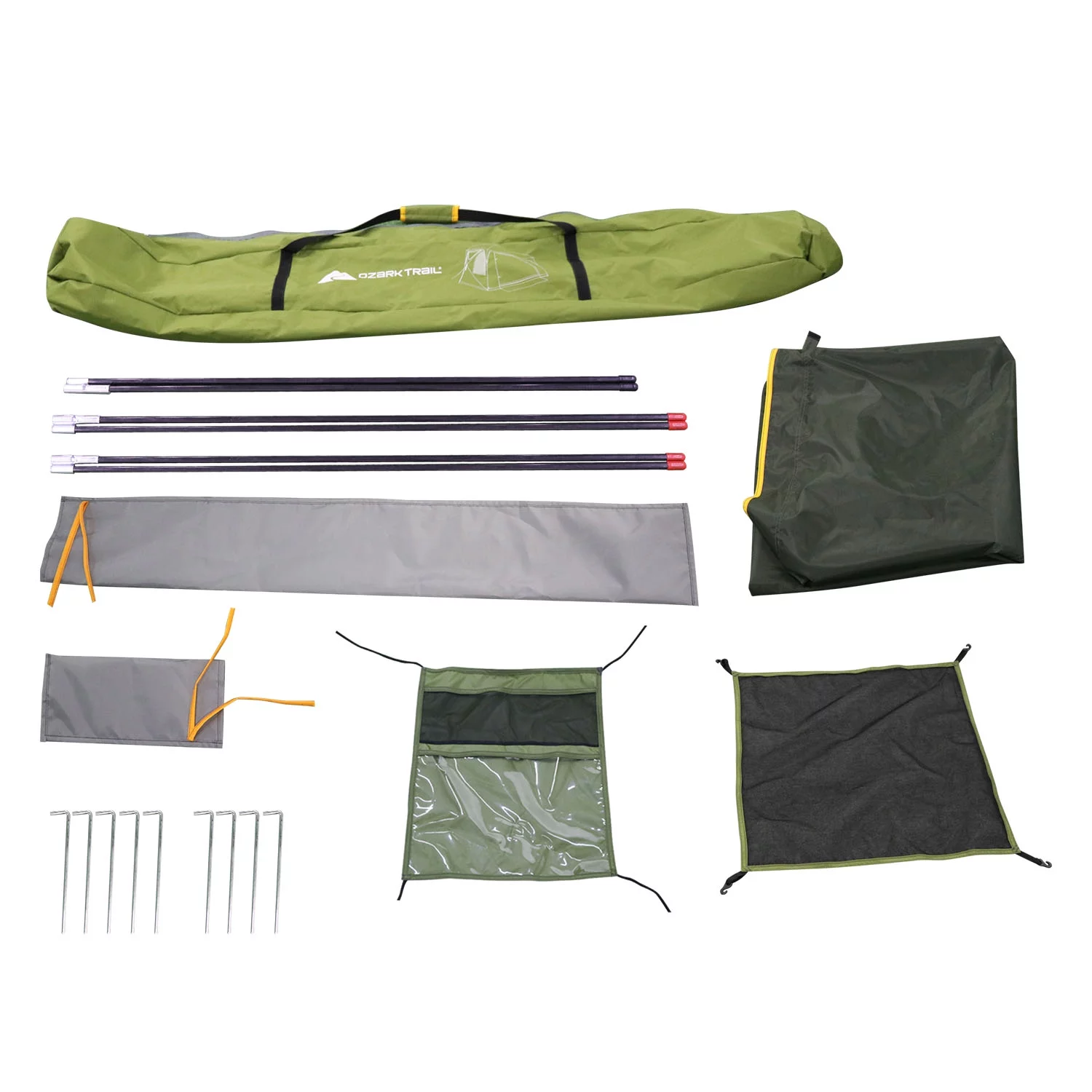 Ozark Trail 4-Person Instant Tent Pop-up Hub Tent, Green, Dimensions: 8'x8'x80
