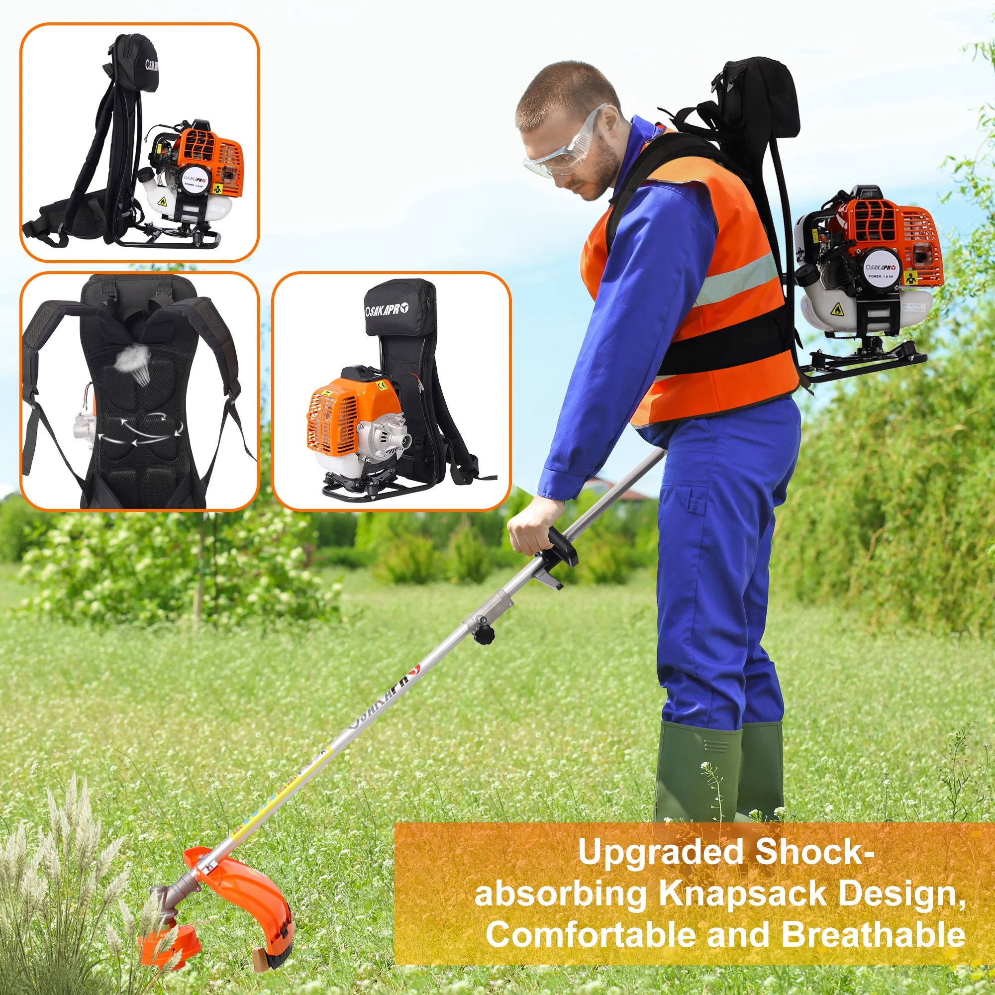 4 in 1 Weed Eater Grass Trimmer, Multi-Functional String Trimmer with Gas Pole Saw, Hedge Trimmer, Weed Trimmer, and Brush Cutter, Weed Eater for Patio Garden Lawn, 33CC 2-Cycle - Womvr