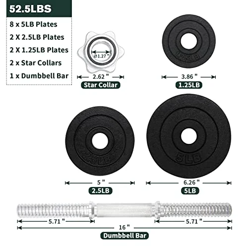 105lbs Adjustable Dumbbell Set One Pair of Adjustable Dumbbells Kits - 105 Lbs (52.5lbs X 2pc) - Womvr