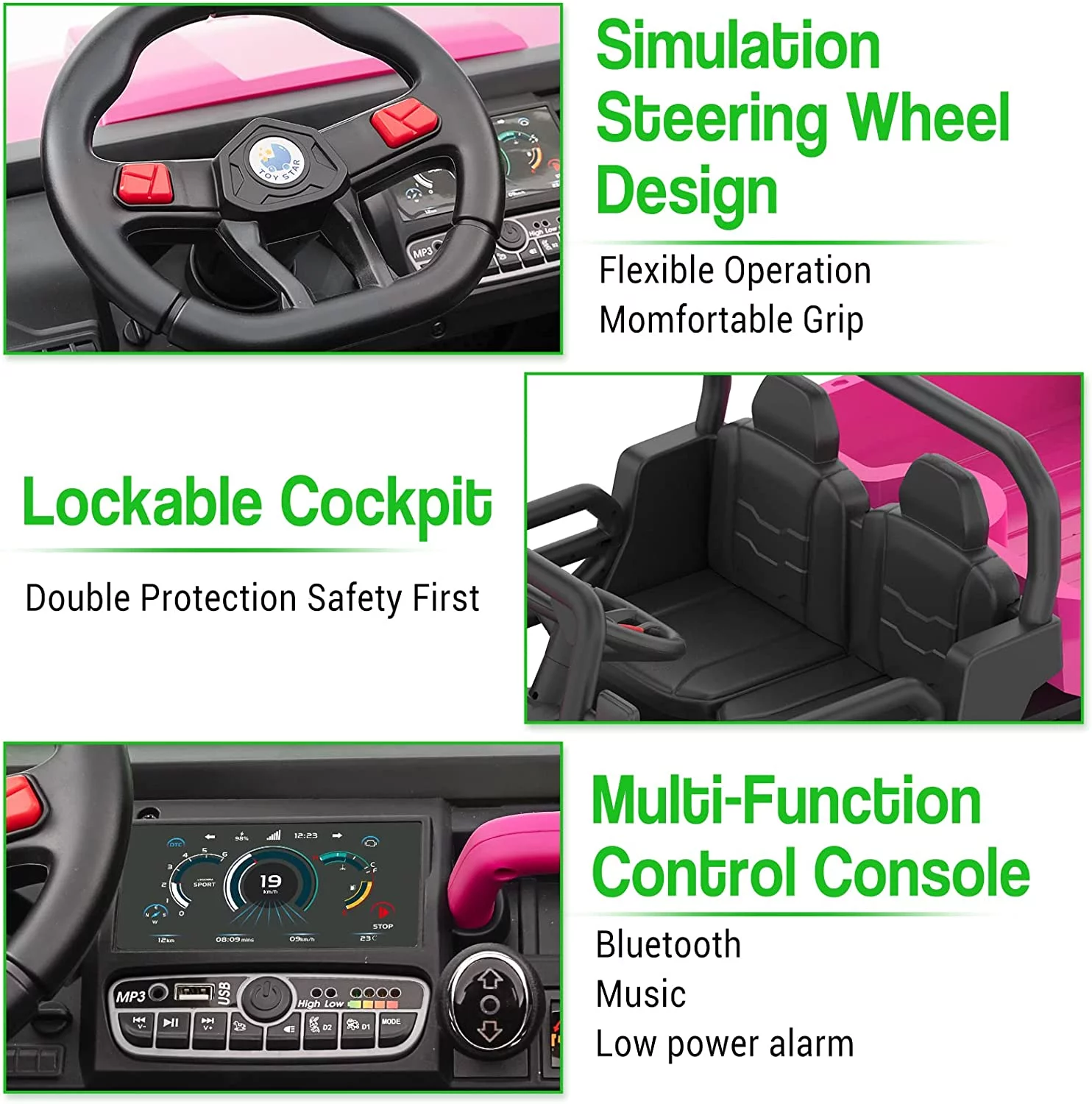 EastVita Kids 24V Ride on Car Large Farm Tractor Dump Truck 6 Wheels with Electric UTV Vehicles with Electric Car Hopper Ride on Toys ,with Lighting, Mp3 ((Green) - Womvr