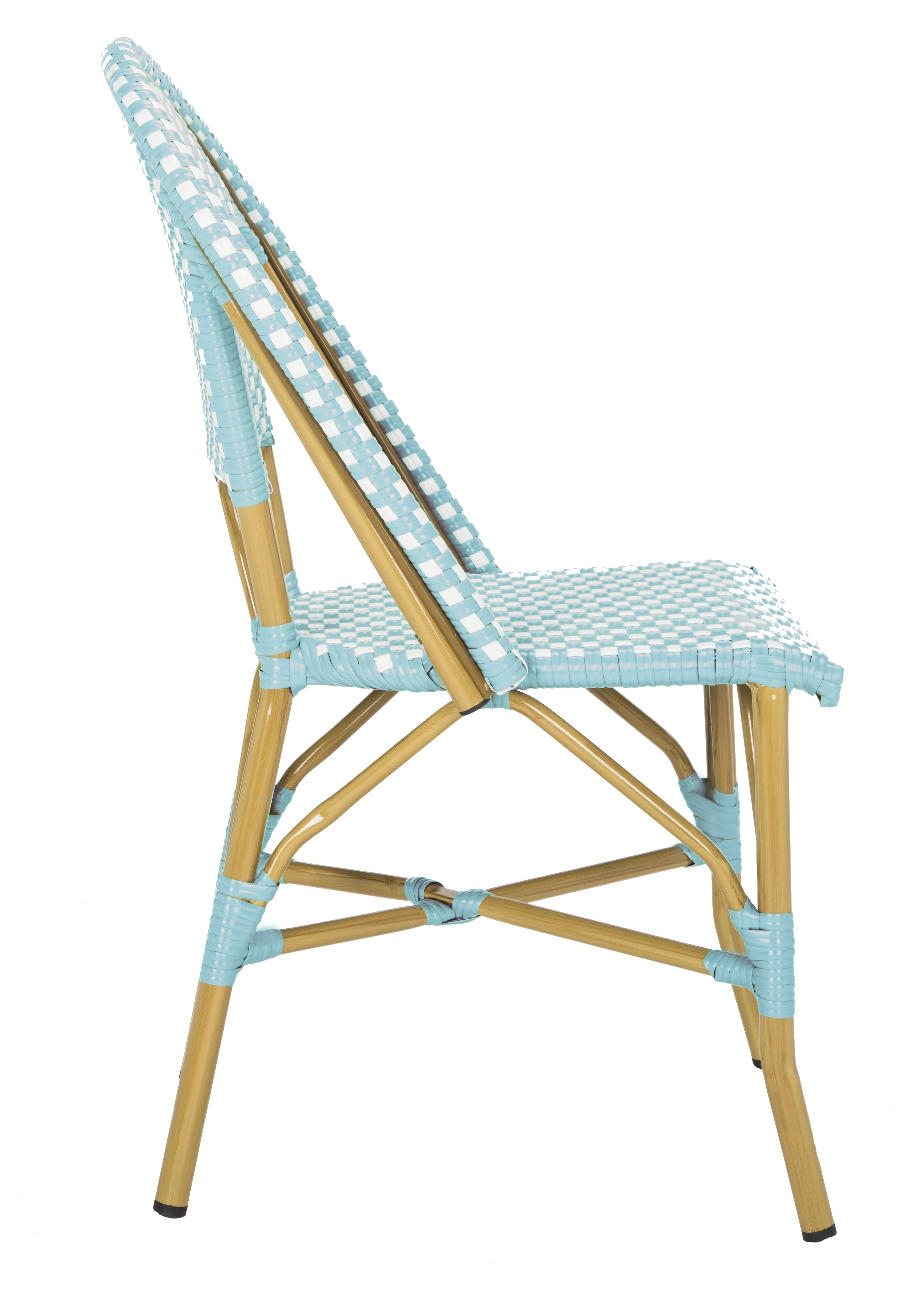 SAFAVIEH Salcha Outdoor French Bistro Side Chair, Blue/White, Set of 2 - Womvr