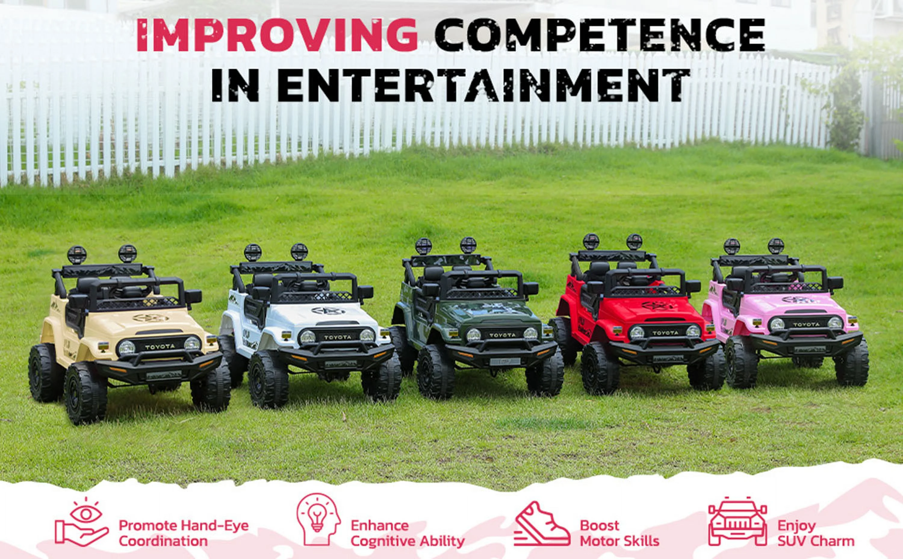 Toyota FJ Cruiser Ride on Car, 12V Powered Off-Road Toys for Kids w/ Remote,Spring Suspension,6 LED Lights,Camo Green - Womvr