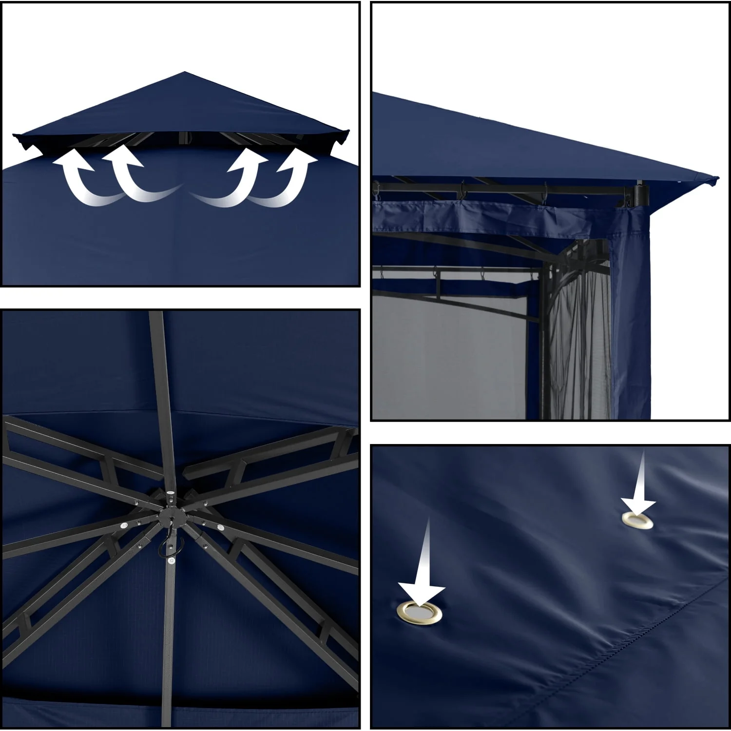 ABCCANOPY 9'x9' Patio Gazebo With Mosquito Netting and Double Soft Roof Canopies for Shade and Rain,Rust Red - Womvr