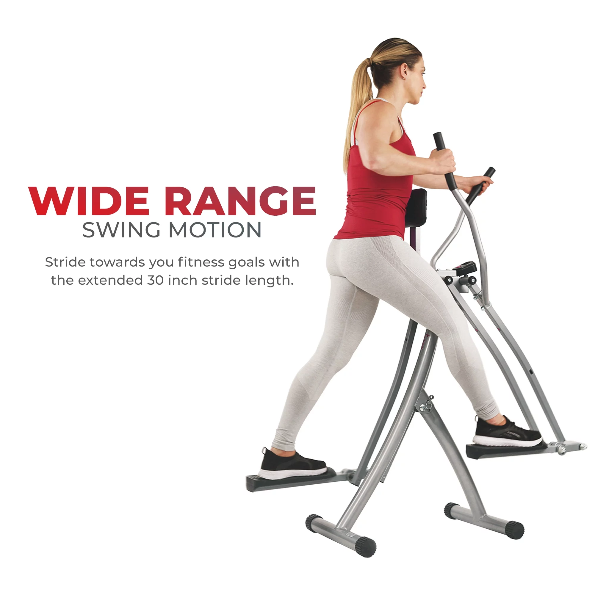 Sunny Health & Fitness SF-E902 Air Walk Trainer Glider w/ LCD Monitor - Womvr
