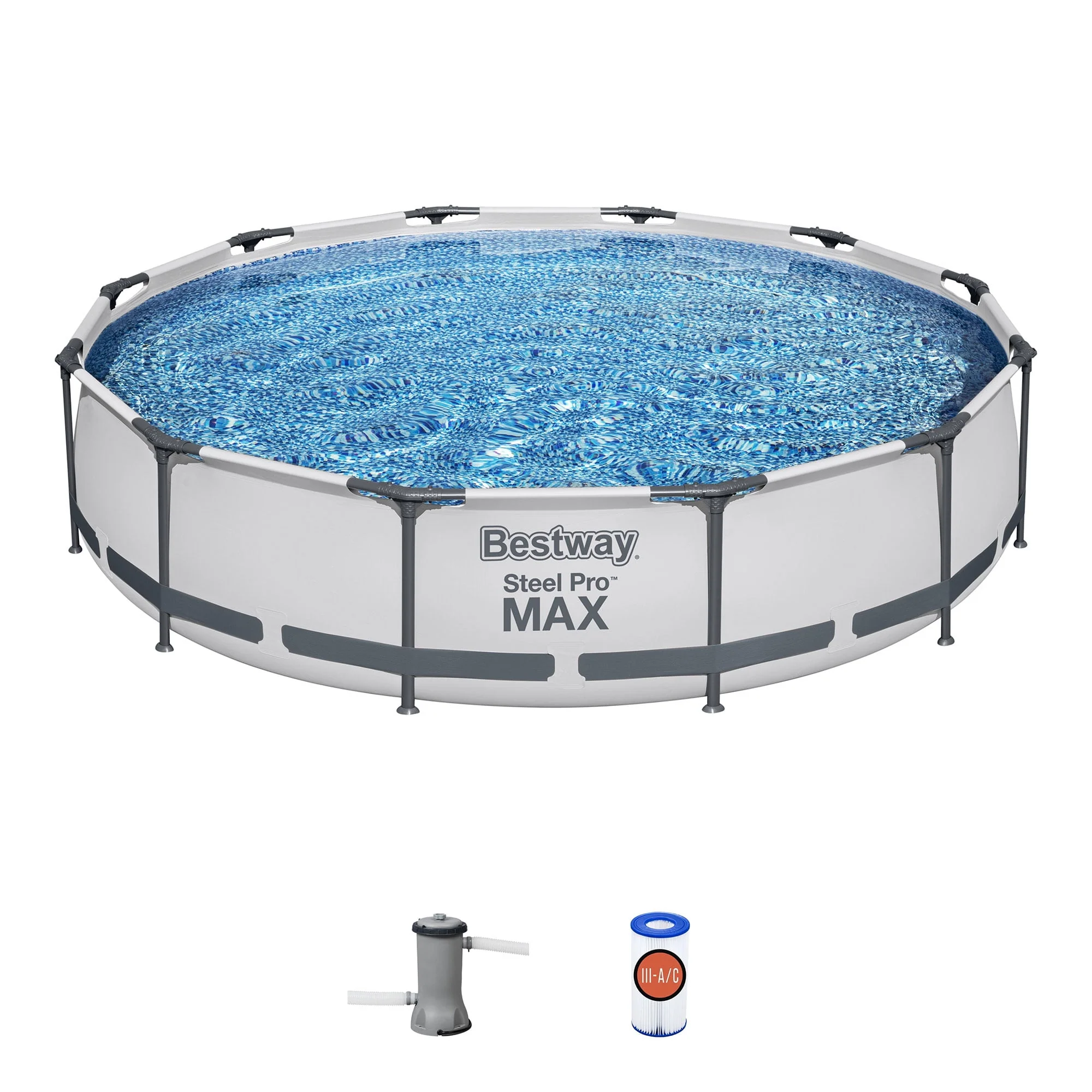 Bestway Steel Pro MAX 12 Foot by 30 Inch Above Ground Swimming Pool Set - Womvr